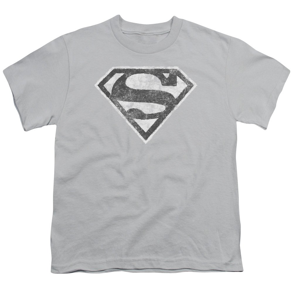 Superman Grey S Unisex Youth T-Shirt | Kids Graphic Tee | Superhero Costume & Casual Wear | Perfect for Cosplay, Birthday Gifts & Everyday Outfits