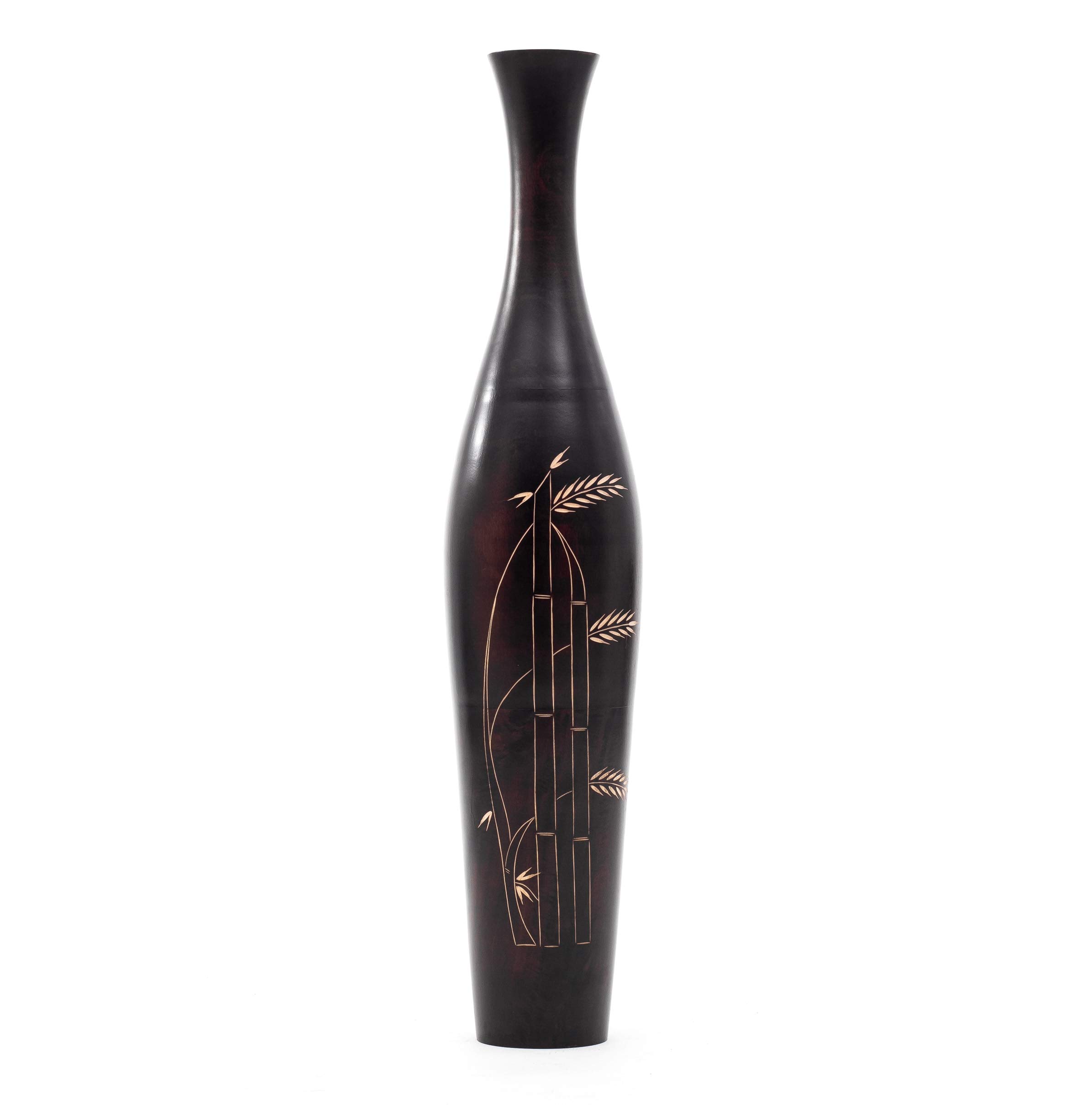 Leewadee 43 Inch Large Brown Wooden Floor Vase - Farmhouse Decor for Fake Plants, Pampas Grass & Home Decor | Perfect for Living Room, Entryway & Wedding Centerpieces