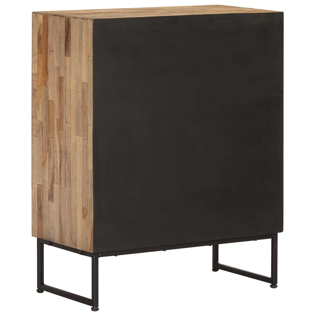 Reclaimed Teak Wood Sideboard with Drawers - Rustic Brown Industrial Style Handmade Compact Buffet Cabinet for Dining Room, Living Room & Entryway Storage