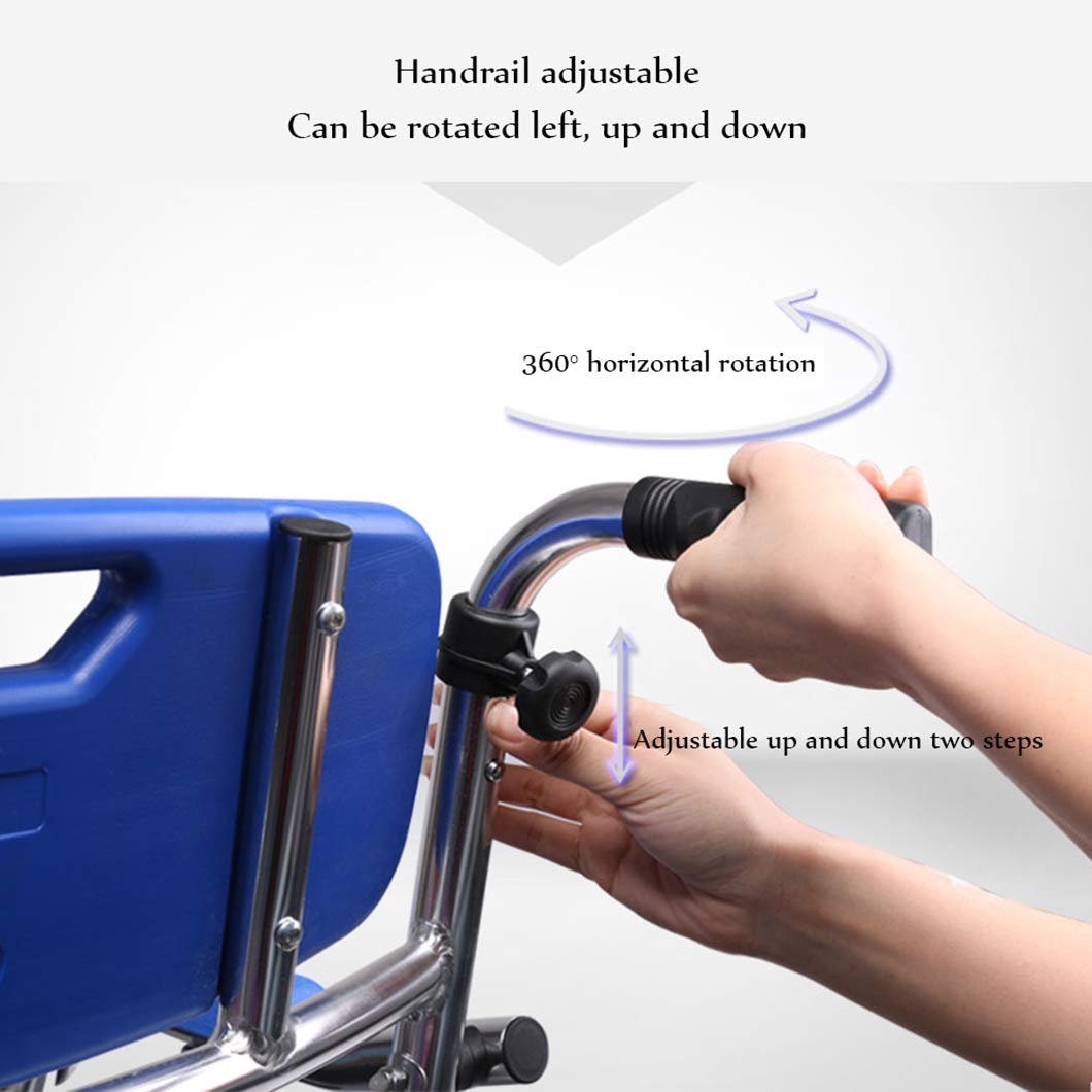 4-in-1 Folding Aluminum Commode Shower Chair with Wheels & Pedal - 350 LBS Capacity Portable Toilet Seat for Elderly, Disabled & Pregnant Women - Ideal for Bedside, Bathroom & Wheelchair Use