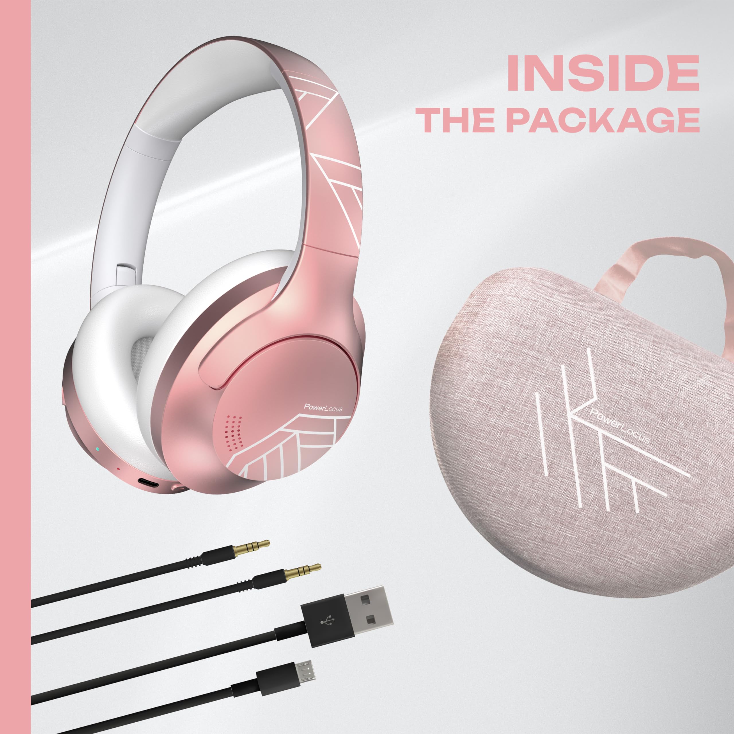 PowerLocus Bluetooth Over-Ear Headphones - 50 Hours Playtime, Wireless Foldable Headset with Built-in Mic, Lightweight HiFi Stereo Sound - Includes Carrying Case & Wired Mode for Phone Calls, PC Gaming, Travel & Commuting