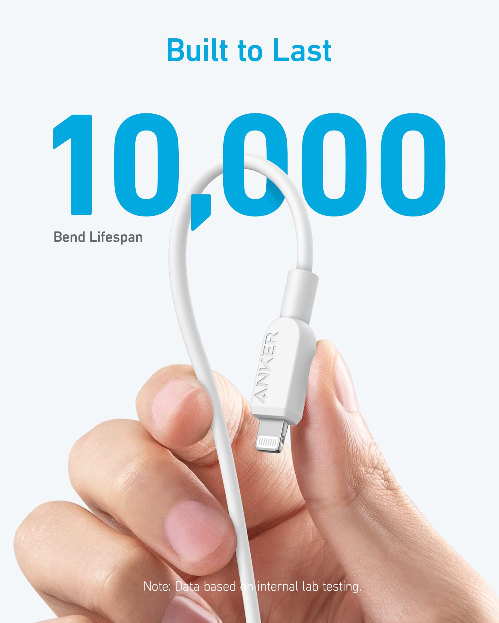 Anker USB C to Lightning Cable 6FT MFi Certified Fast Charging Cord for iPhone 14/13/12/11/X/8 & More - White (Charger Not Included) | Perfect for Home, Office & Travel Charging