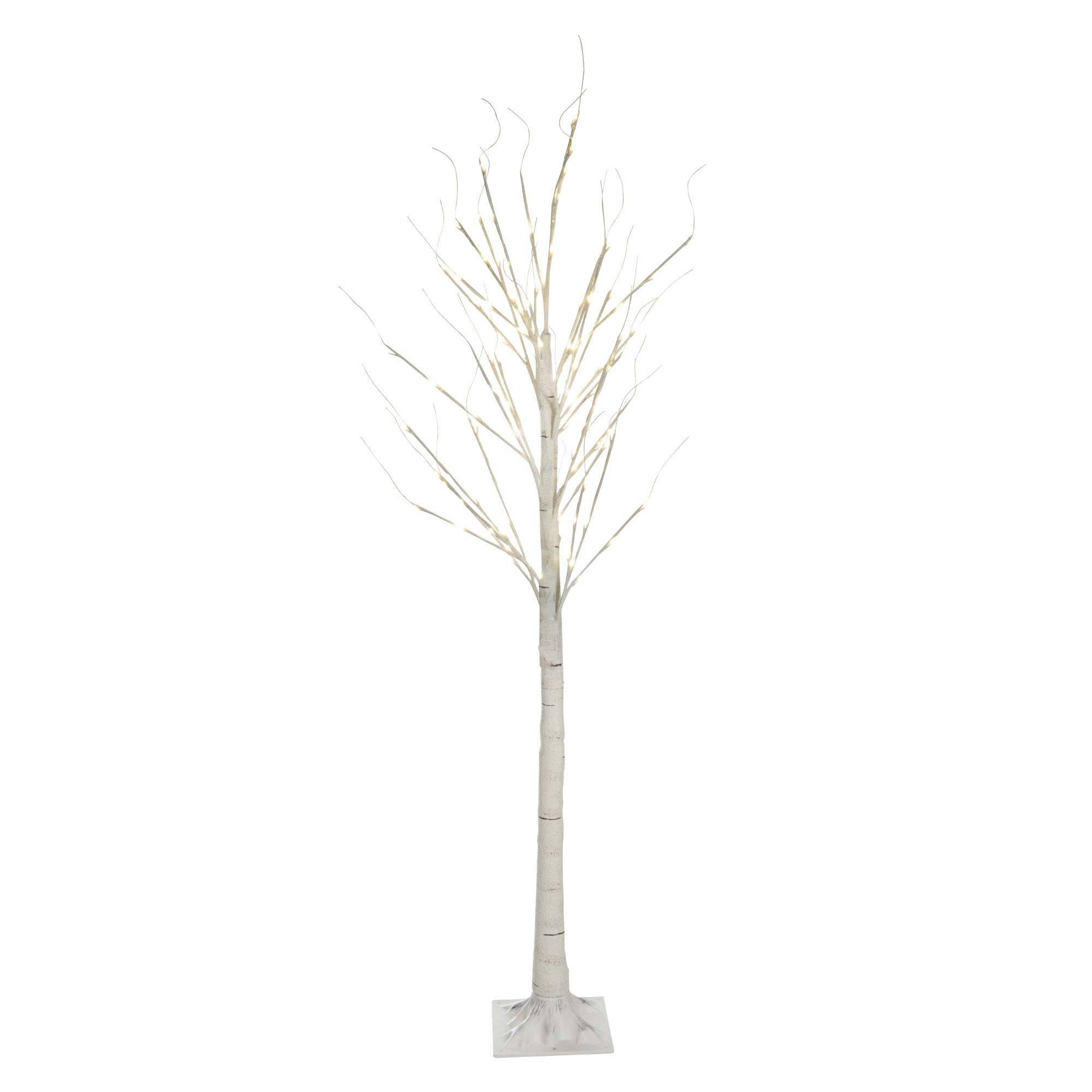 7' Pre-Lit Pencil Birch Artificial Christmas Tree with 300 LED Warm White Lights - Perfect for Small Spaces, Apartments & Holiday Home Decor