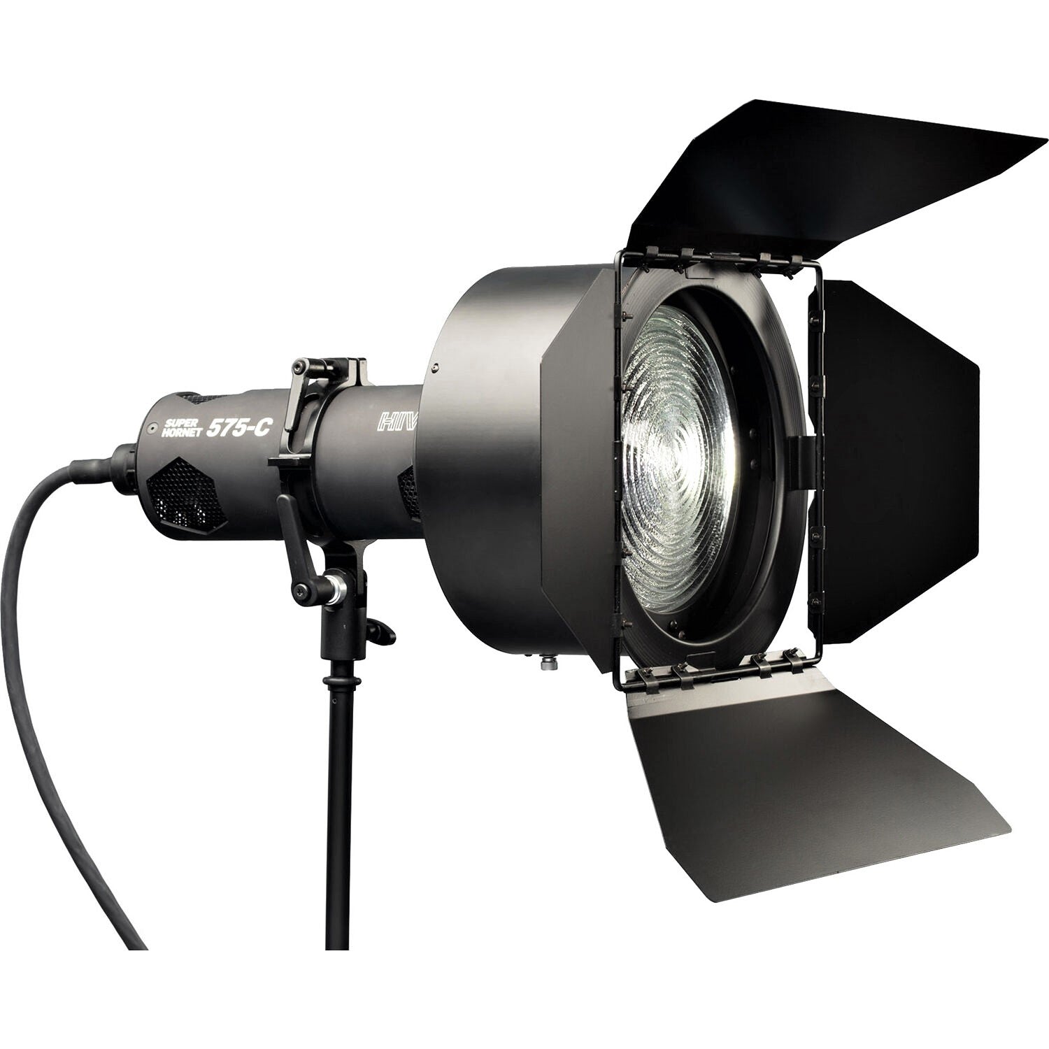 8'' Large Adjustable Fresnel Light Attachment with Barndoors - Professional Studio & Photography Lighting Equipment for Film, Video, and Stage Productions