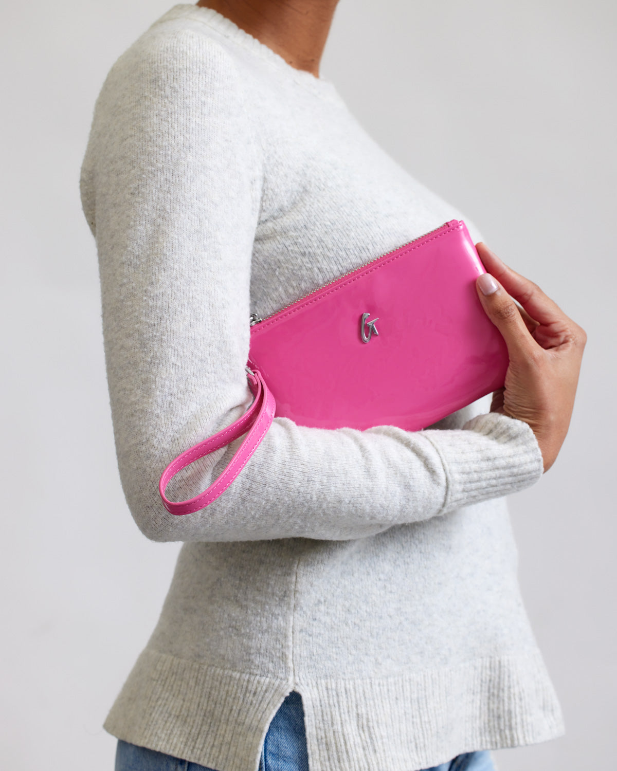 Mini Standard Silver Wristlet Mirror with Hot Pink Accent - Perfect for Parties, Events & Everyday Use