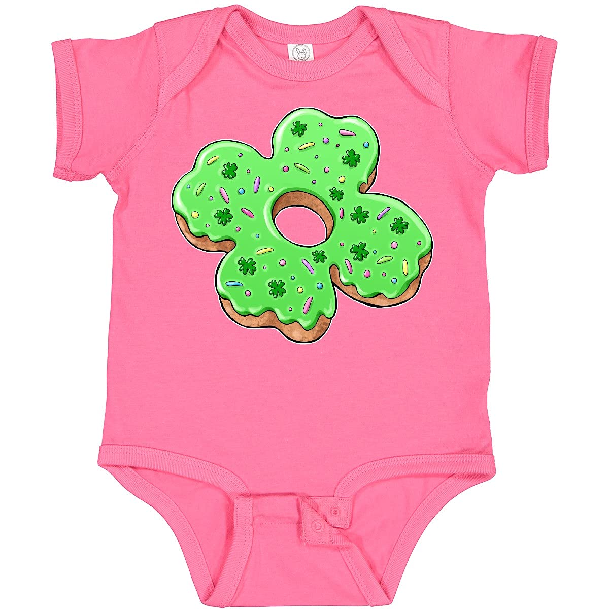 Inktastic St. Patrick's Day 4 Leaf Clover Donut with Sprinkles Baby Bodysuit - Cute Irish-Themed Outfit for Babies & Toddlers - Perfect for St. Paddy's Day Celebrations, Photos & Gifts