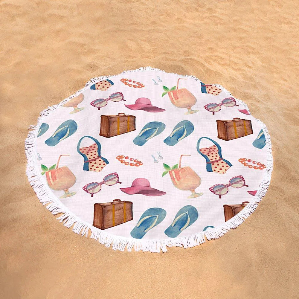 Stylish Round Beach Towel - Soft, Absorbent & Quick-Drying for Pool, Sand & Summer Outings | Perfect for Beach Vacations, Picnics & Yoga