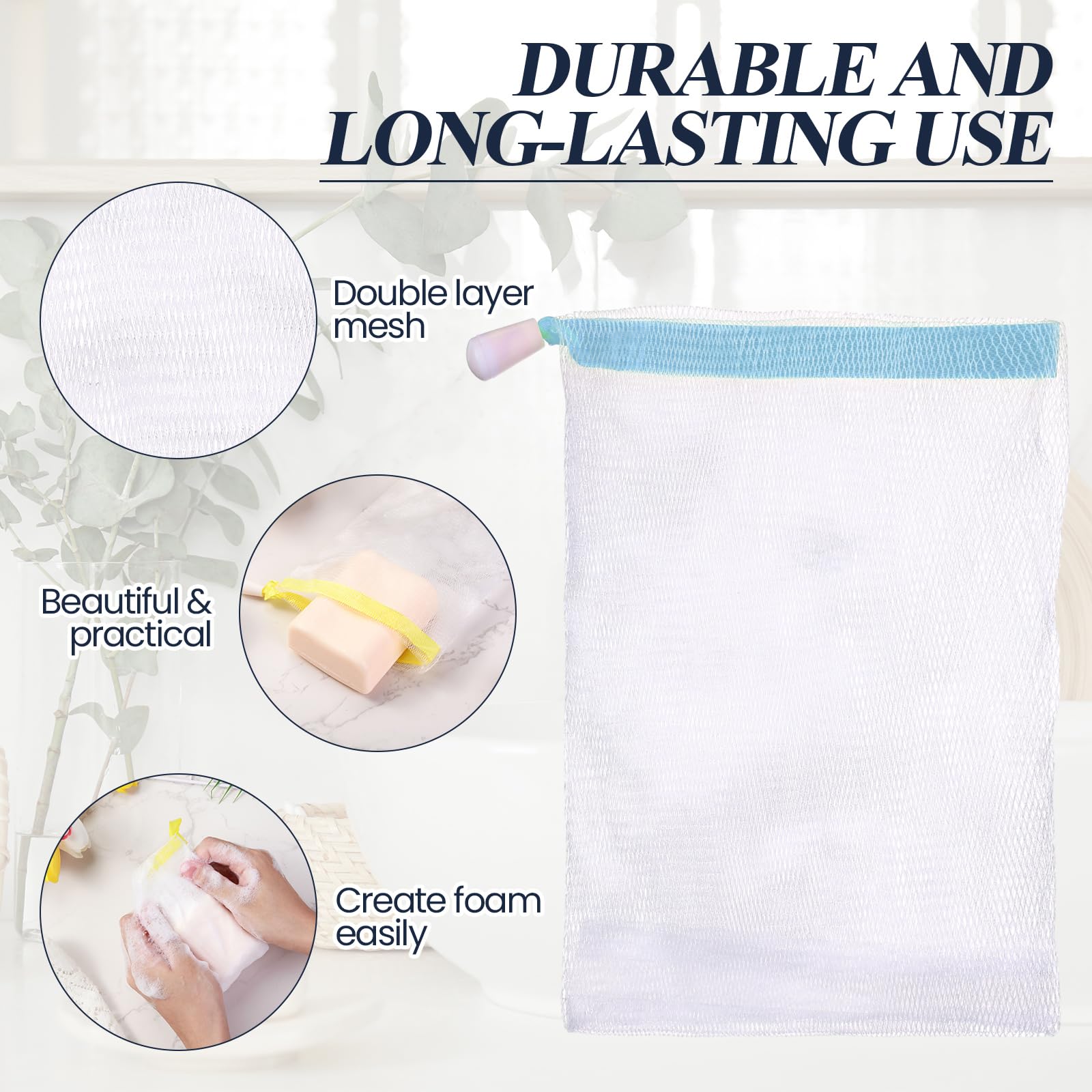 120 Pcs Handmade Soap Bags - Exfoliating Mesh Soap Savers with Drawstring for Shower, Body & Facial Cleansing | Creates Rich Lather, Dries Quickly & Stores Soap | Perfect for Travel, Gym & Eco-Friendly Bathrooms