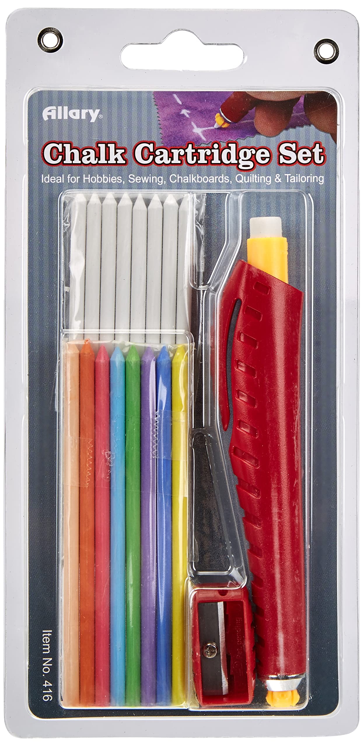 Allary Chalk Cartridge Set - 12 Vibrant Colors for Sidewalk, Blackboard & Art Projects - Perfect for Kids, Teachers & Outdoor Fun