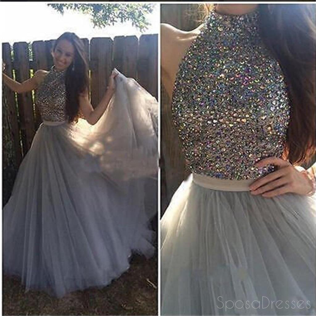 Elegant High Neck Tulle Prom Dress with Sparkle Details | Custom Made Evening Gowns & Party Dresses | Perfect for Homecoming, Cocktail Parties & Formal Events | PD0170