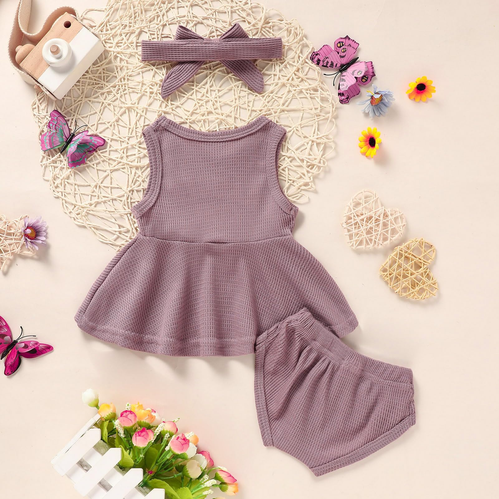 Viworld Baby Girl Clothes 0-18 Months - Soft Knitted Sleeveless Top Set with 'Daddy's Girl' Print | Cute Newborn & Infant Outfits for Photos, Parties & Everyday Wear