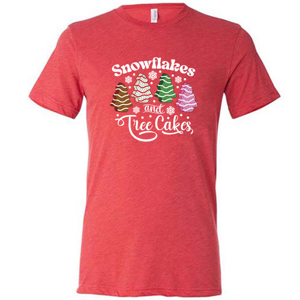 Snowflakes & Tree Cakes Graphic T-Shirt - Unisex Holiday Christmas Sweets Lover Tee - Perfect for Xmas Parties & Winter Festivals