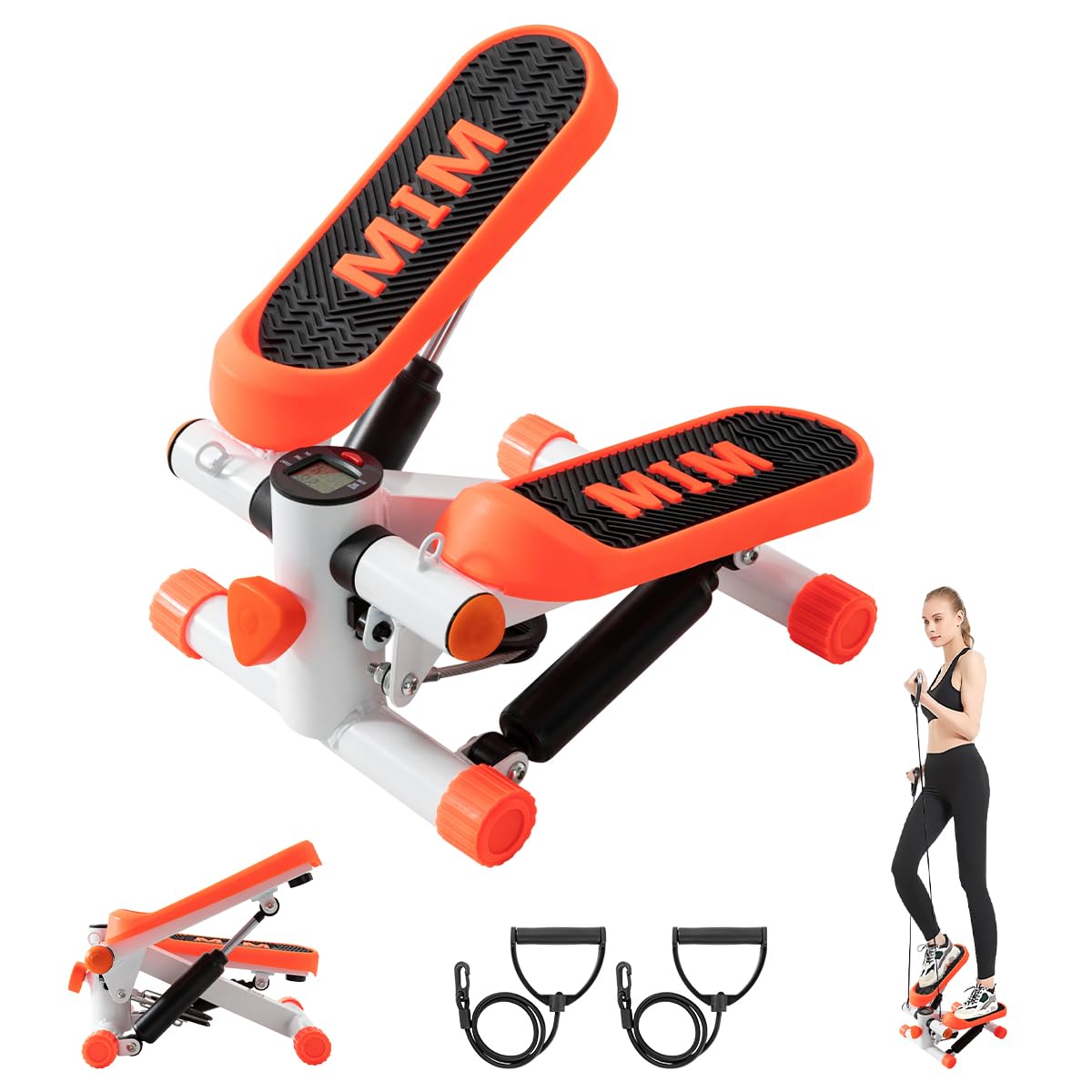 Mini Stepper Exercise Machine with Resistance Bands & Calorie Counter - Portable Stair Stepper for Home, Office & Gym Workouts - Perfect for Cardio, Weight Loss & Indoor Fitness Training