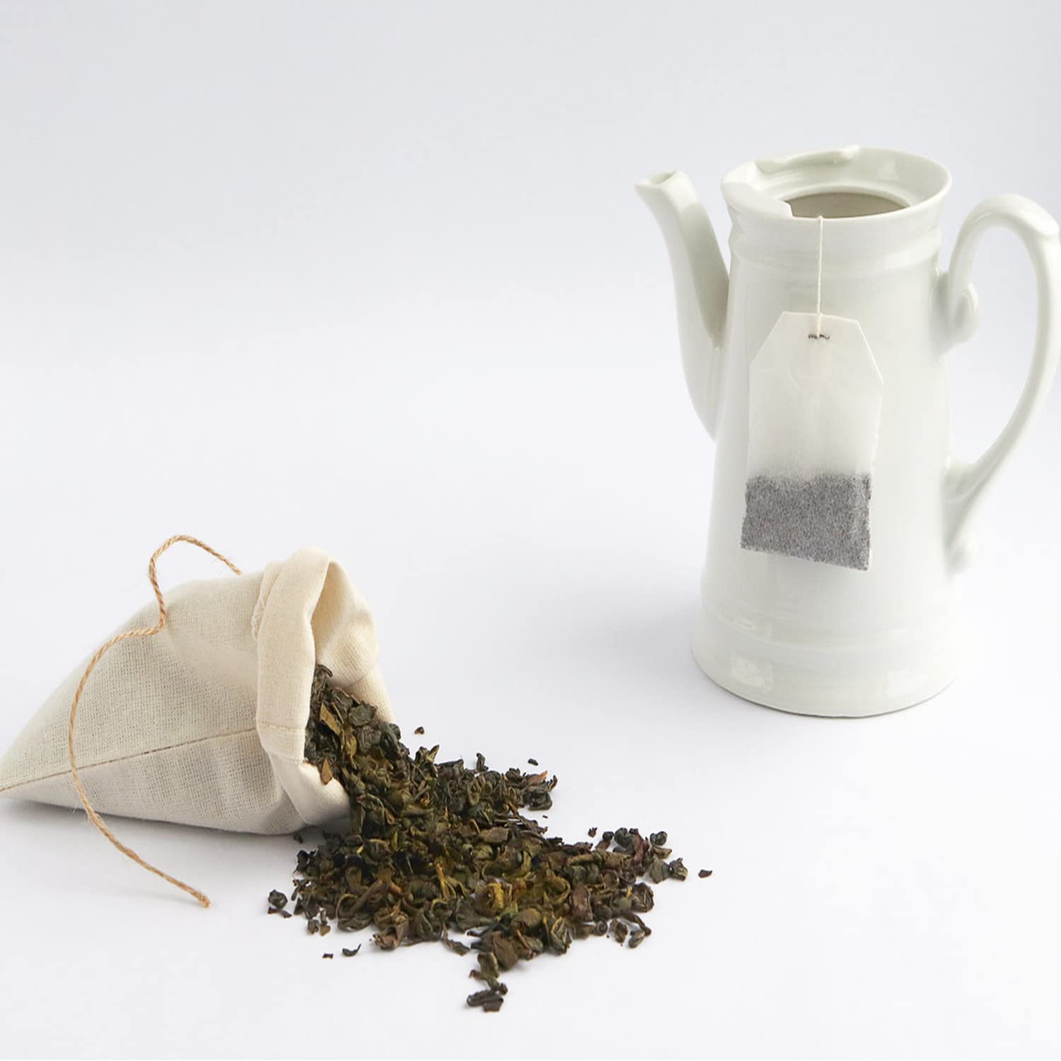 **Hopttreely 50PCS Natural Unbleached Muslin Drawstring Bags (3x4 Inch) - Organic Cotton Spice Bags for Tea, Coffee, Herbs, Soup & Broth - Reusable Cheesecloth Filter Bags for Cooking, Brewing & DIY Crafts**