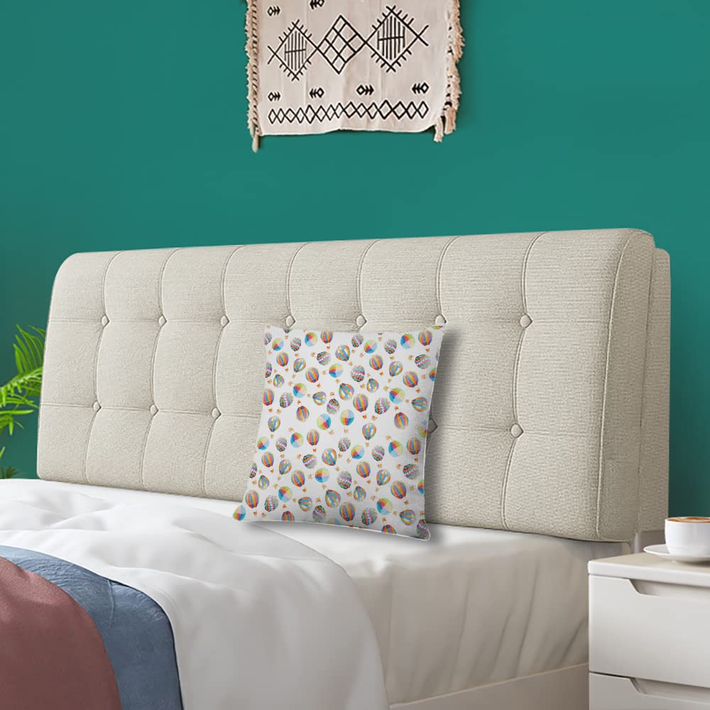 18x18 Inch Decorative Square Throw Pillow Covers - Hot Air Balloon Design for Couch, Sofa & Bed - Soft Cushion Cases for Living Room, Bedroom & Home Decor