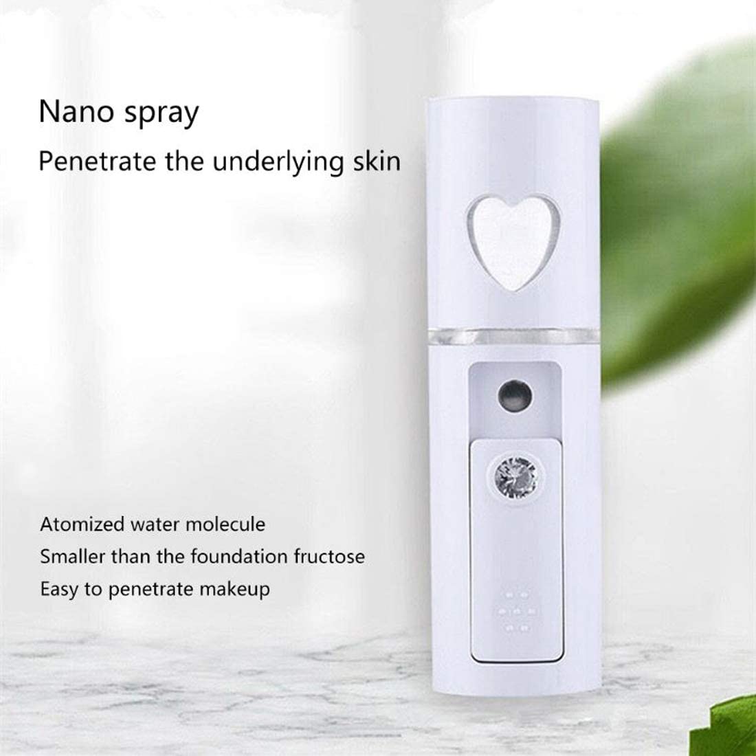 TheUrbanShop Nano Mist Facial Steamer - Portable Handheld Face Mister Sprayer for Moisturizing, Pore Care & Makeup Removal - White Plastic Skin Rejuvenation Device - Perfect for Home Spa, Travel & On-the-Go Skincare