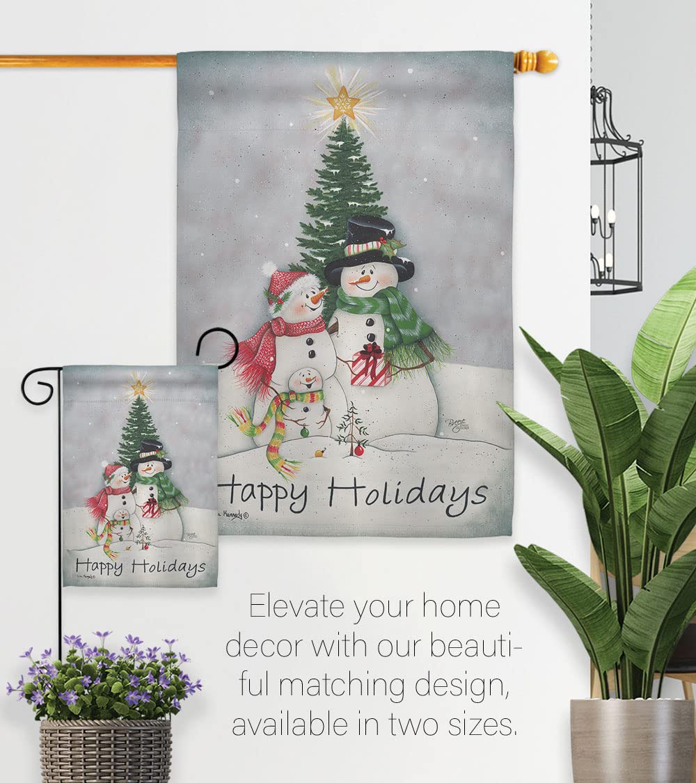 Snowman Family Christmas Garden Flag Set 13x18.5in - Winter Yard Decor