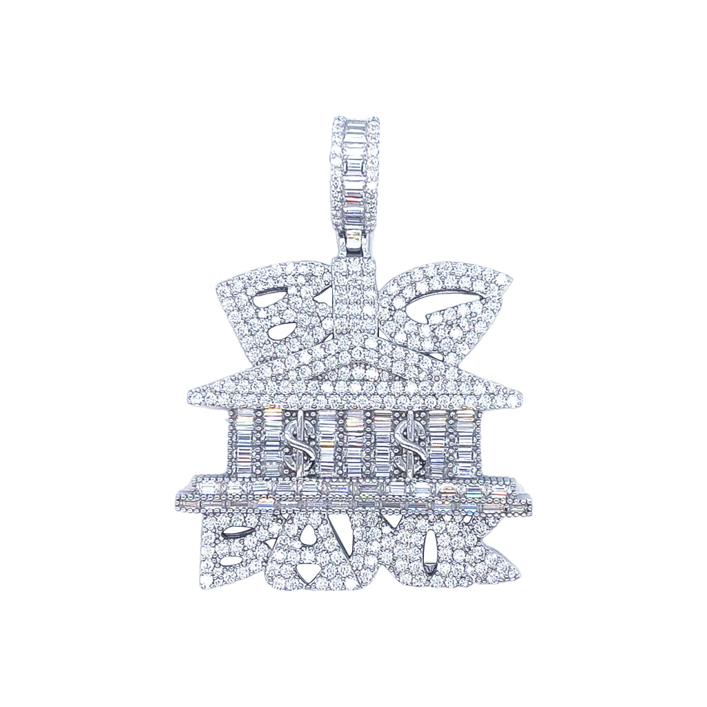 6.04 Carat VVS Silver Moissanite Hip Hop Pendant Necklace - Luxury Big Cash Bank Style Jewelry for Men, Perfect for Gifts, Parties & Rap Fashion