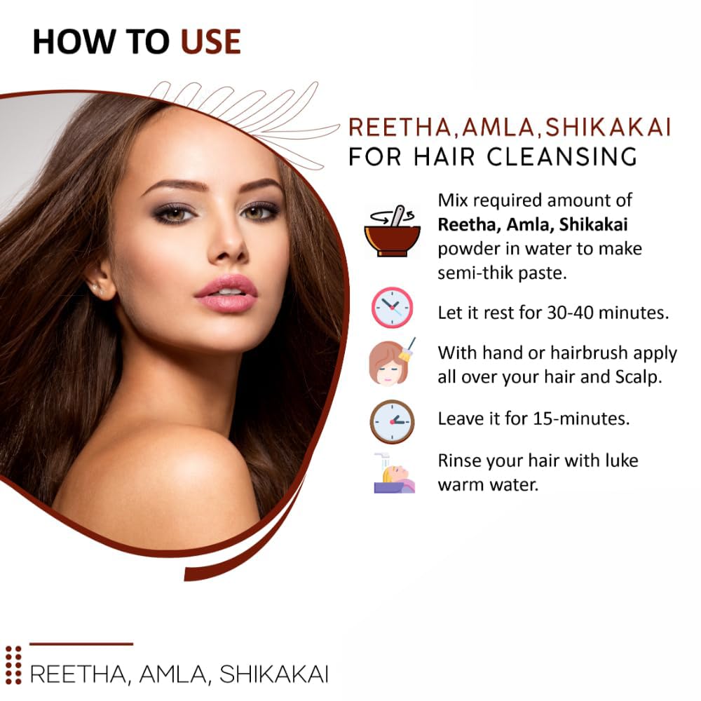 Organic Amla Reetha Shikakai Powder Combo for Hair Growth | Natural Ayurvedic Herbal Hair Care Treatment | Promotes Stronger, Thicker Hair - Perfect for DIY Hair Masks & Scalp Treatments