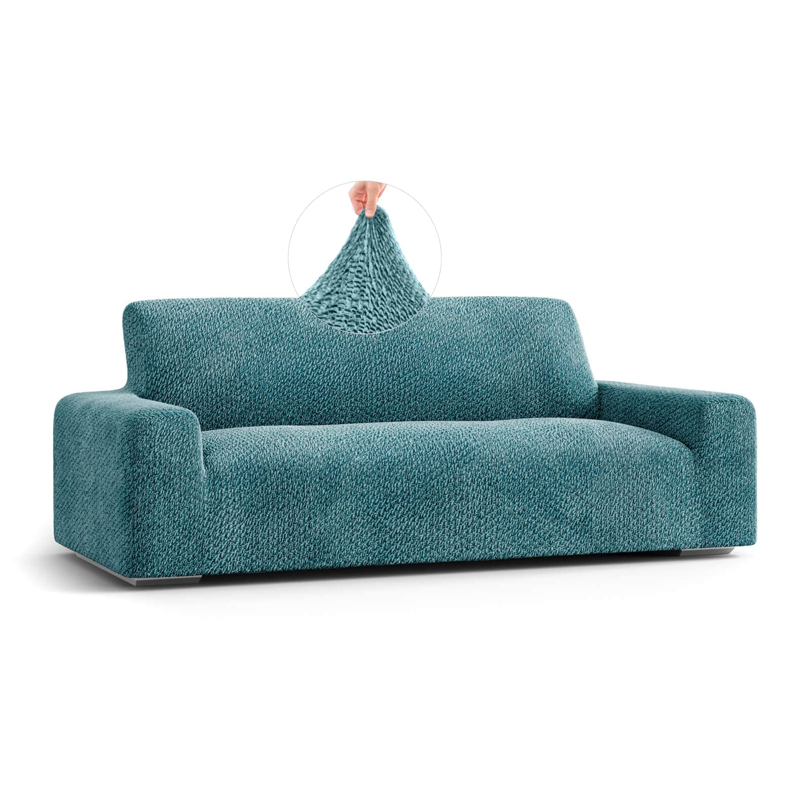 Stretch Sofa & Loveseat Slipcover - Soft Polyester Fabric Washable Couch Cover - 1-Piece Form Fit Protector for Pets - Velvet Collection in Teal - Perfect for Living Room, Home Decor & Pet-Friendly Furniture Protection