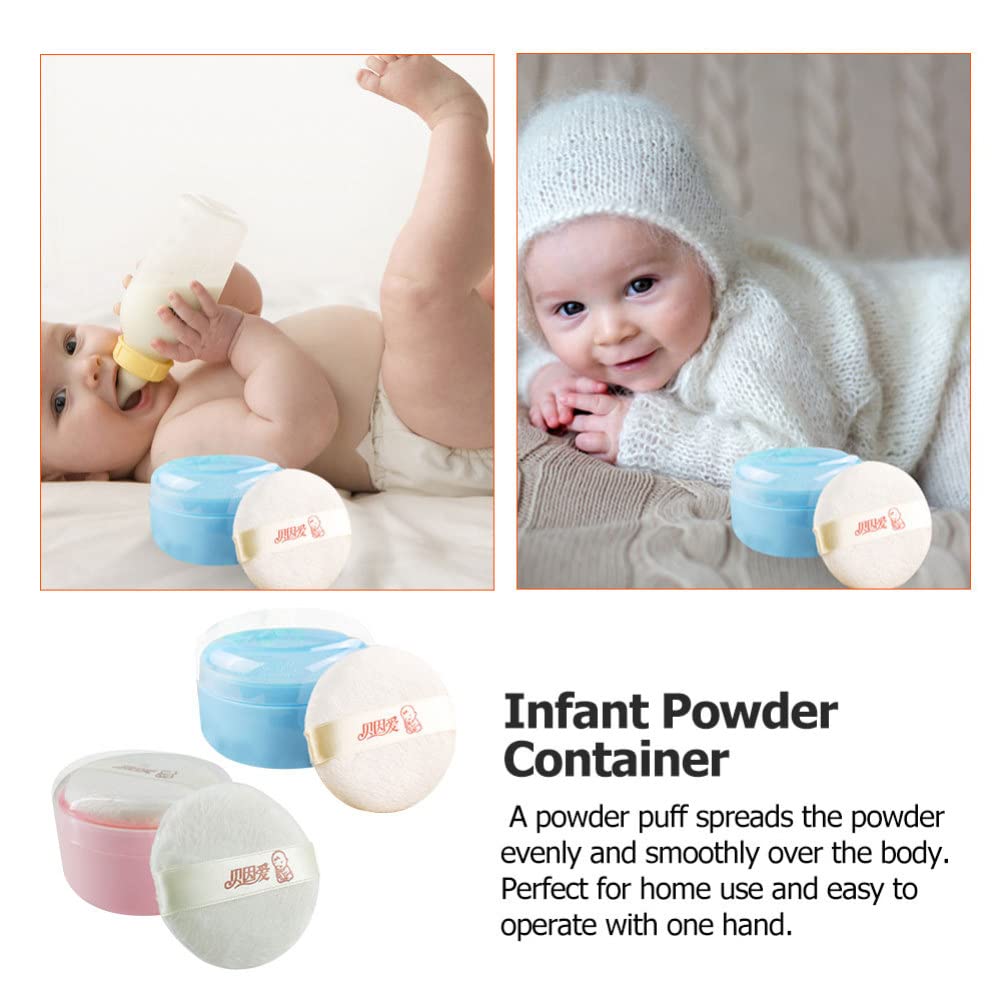 Blue Travel Size Portable Body Powder Container with Hand Holder - 2 Pack Talcum Storage Boxes for Face & Body Loose Powder | Perfect for Gym, Travel & On-the-Go Touch Ups