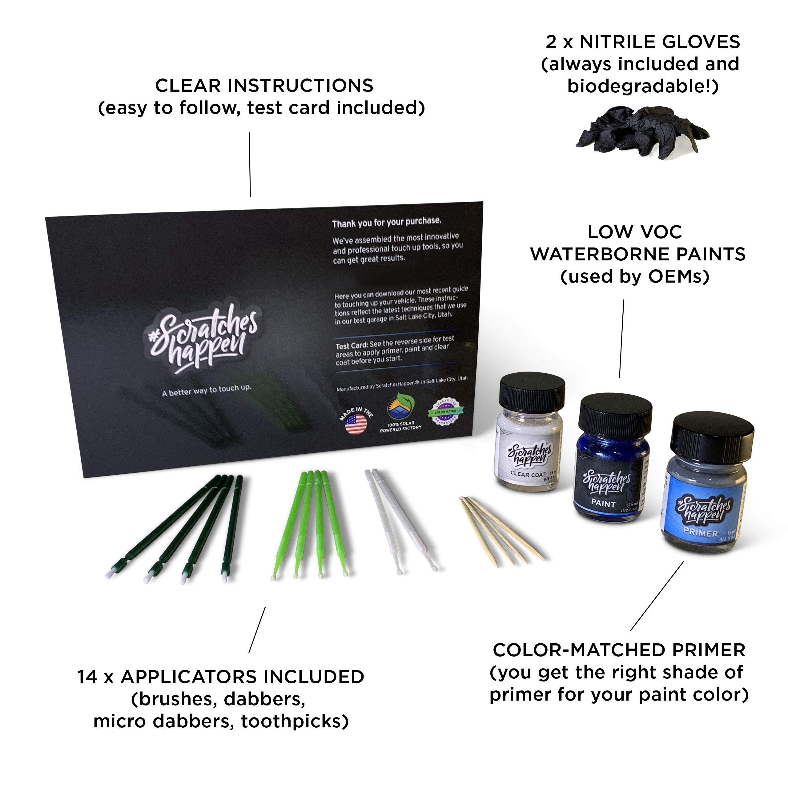 ScratchesHappen Exact-Match Touch Up Paint Kit - Crystal White Pearl (062) for Toyota - Paint + Clear Coat + Primer - Car Scratch Repair for Minor Chips & Scratches - Perfect for Toyota Owners & DIY Auto Detailing