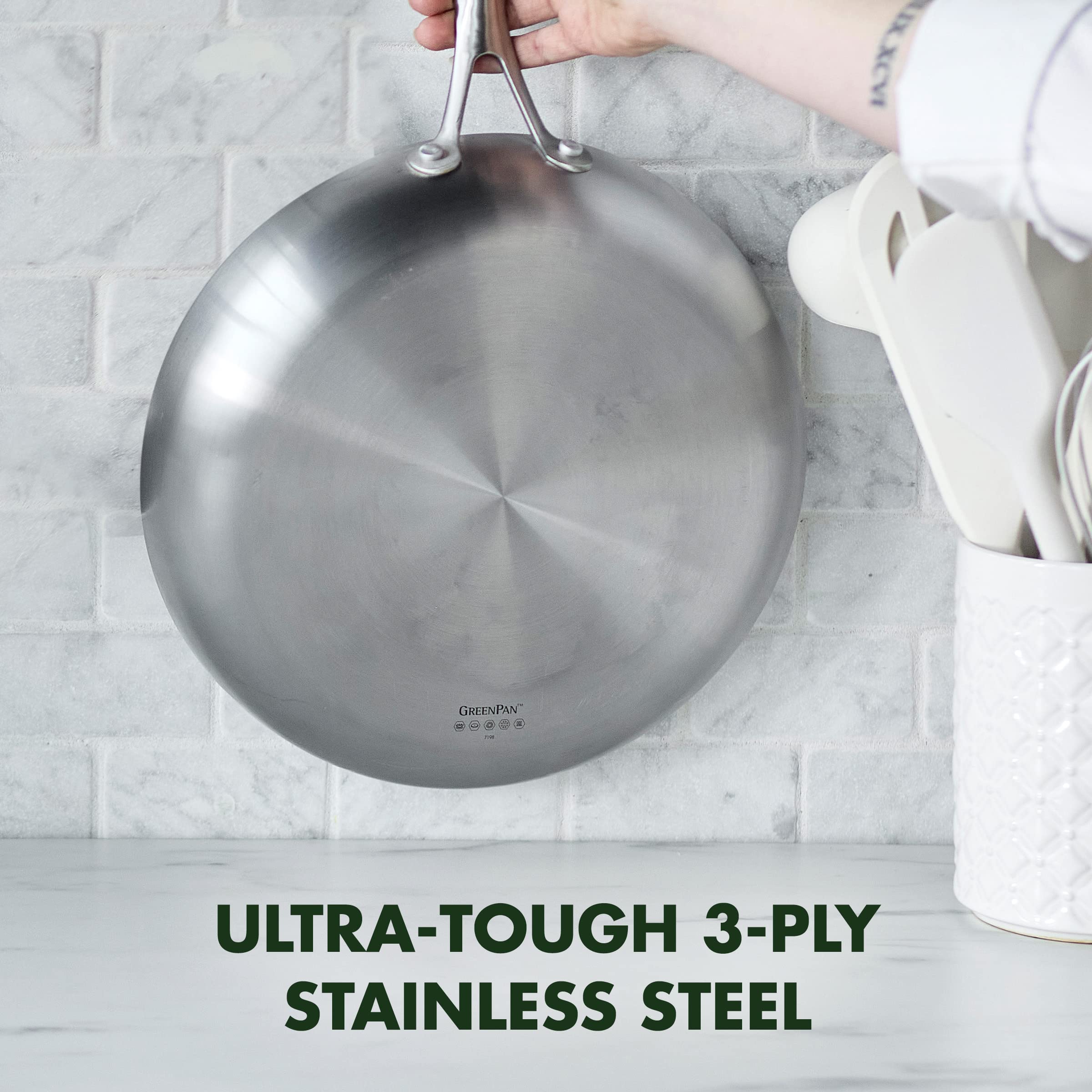GreenPan Venice Pro Tri-Ply Stainless Steel Healthy Ceramic Nonstick 8