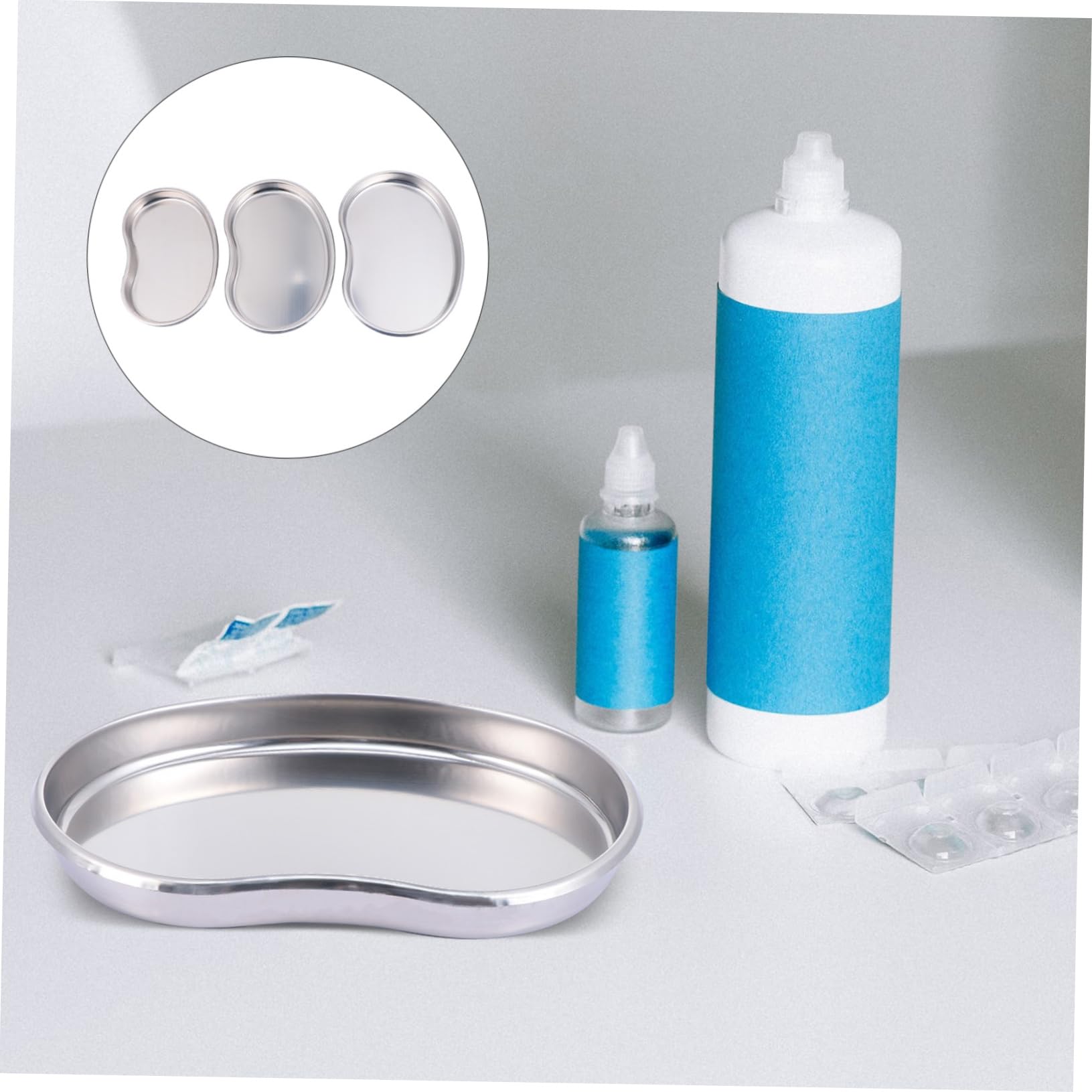 3-Piece Stainless Steel Dental Tray Set - Kidney Dish & Mayo Tray for Medical Clinics, Labs & Dental Offices | Durable Metal Instrument Trays for Surgical Tools, Experiments & Dental Procedures