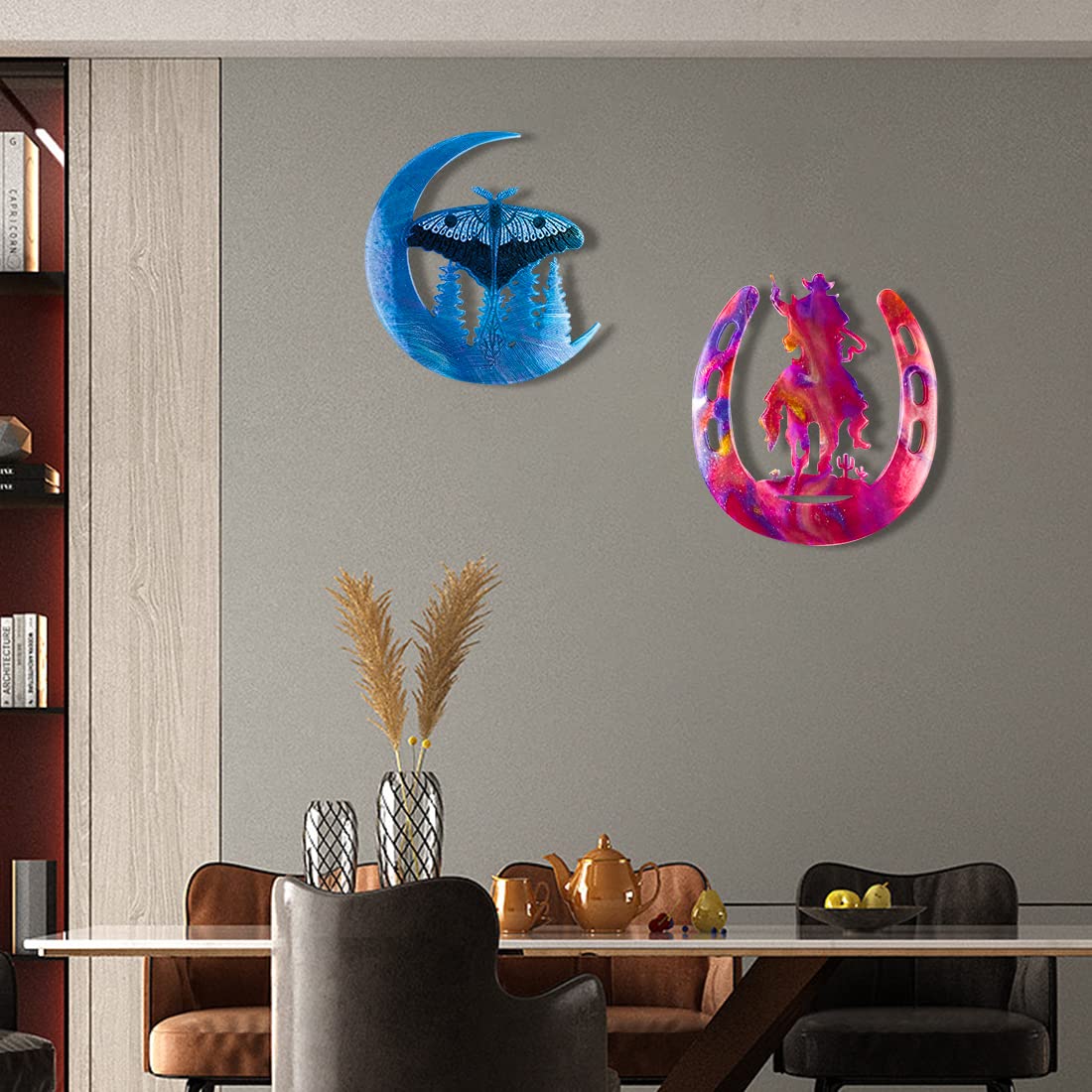 Voyyphixa 2-Piece DIY Resin Molds Set - Crescent Moon, Cowboy Rider & Butterfly Silicone Molds for Epoxy Crafting | Halloween Home Decor, Wall Art & Coaster Making | Perfect for DIY Gifts, Table Centerpieces & Party Decorations