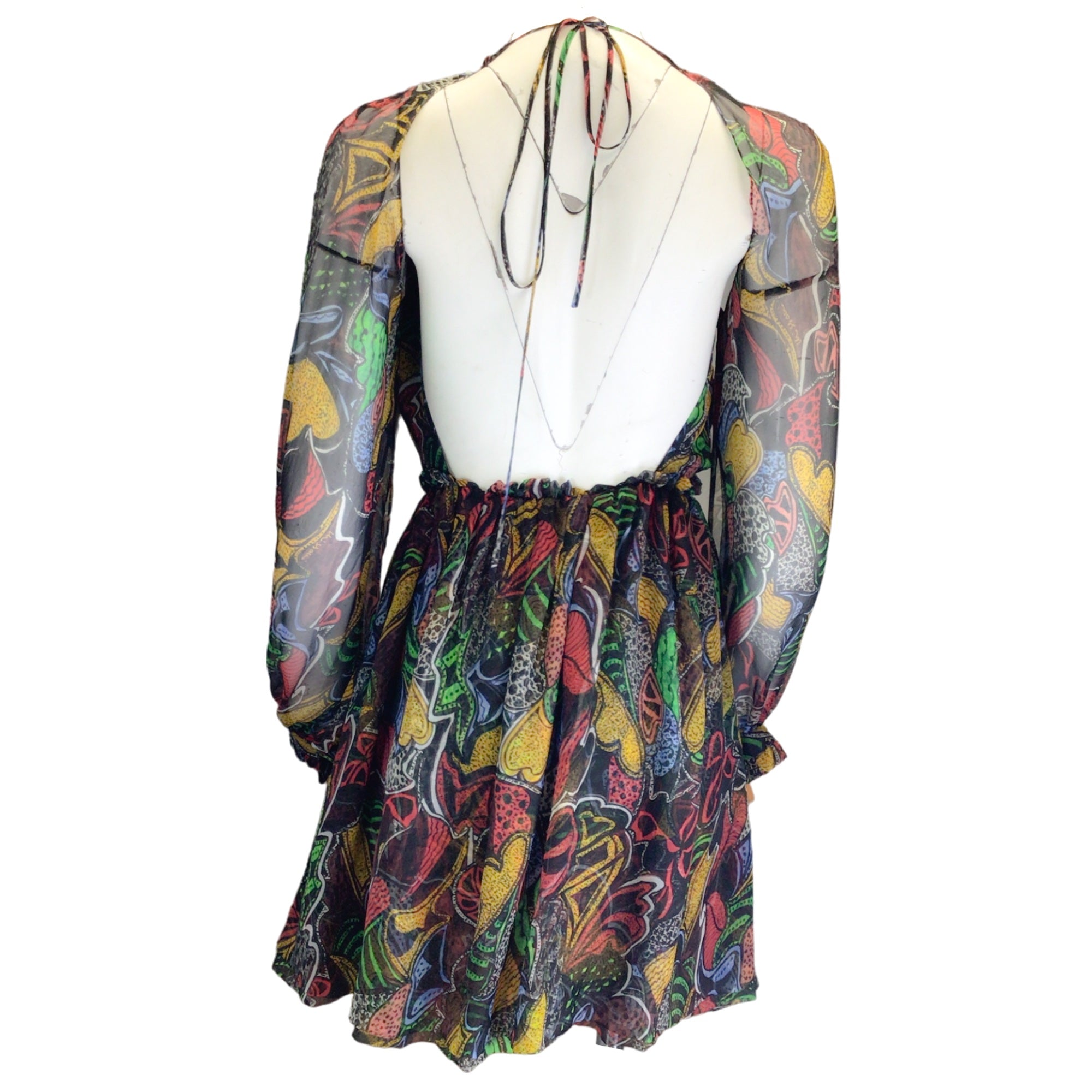 Missoni Black & Multi-Color Printed Open Back Silk Dress - Elegant Evening Wear for Parties & Special Occasions