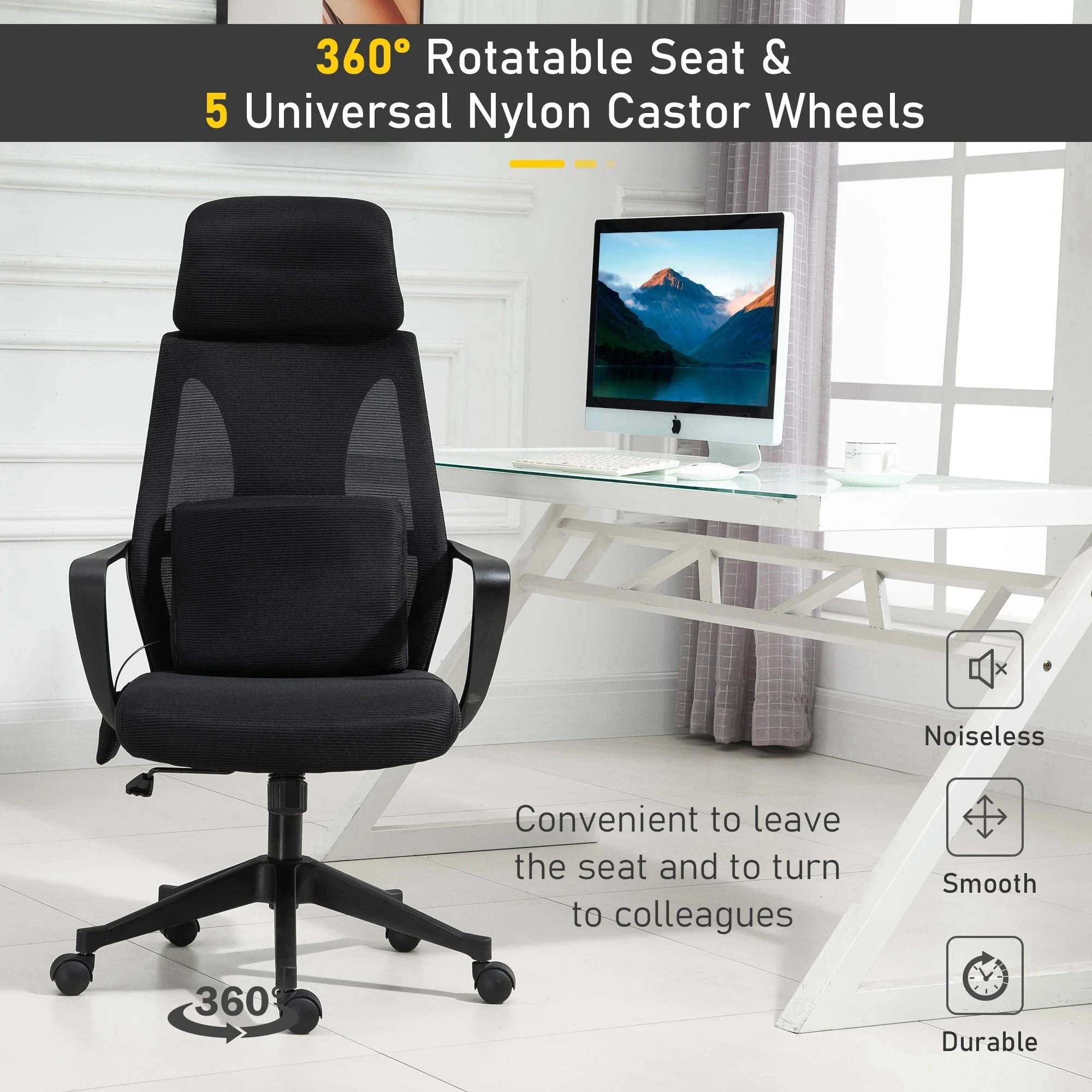 Premium High Back Ergonomic Executive Office Chair with Adjustable Lumbar Support & Massage Function - Perfect for Home Office, Gaming Setup, and Long Work Sessions