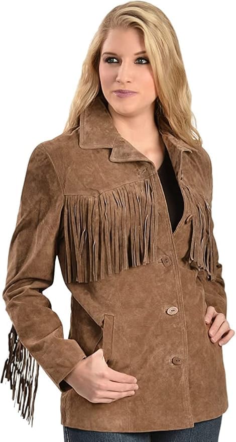 Authentic Western Cowgirl Suede Leather Jacket for Women | 100% Genuine Boar Hide Fringe Coat | Perfect for Rodeo, Country Music Festivals & Vintage Fashion