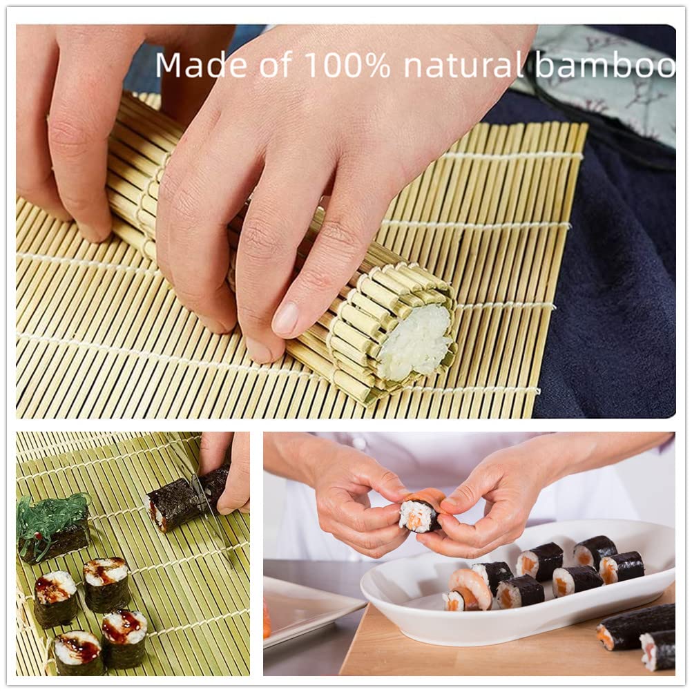 Premium Sushi Making Kit - 2 Bamboo Sushi Mats, Sushi Bazooka Maker, Alloy Chopsticks & Complete Accessories for Homemade Sushi | Perfect for Japanese Cuisine Lovers, Dinner Parties & Family Cooking Activities