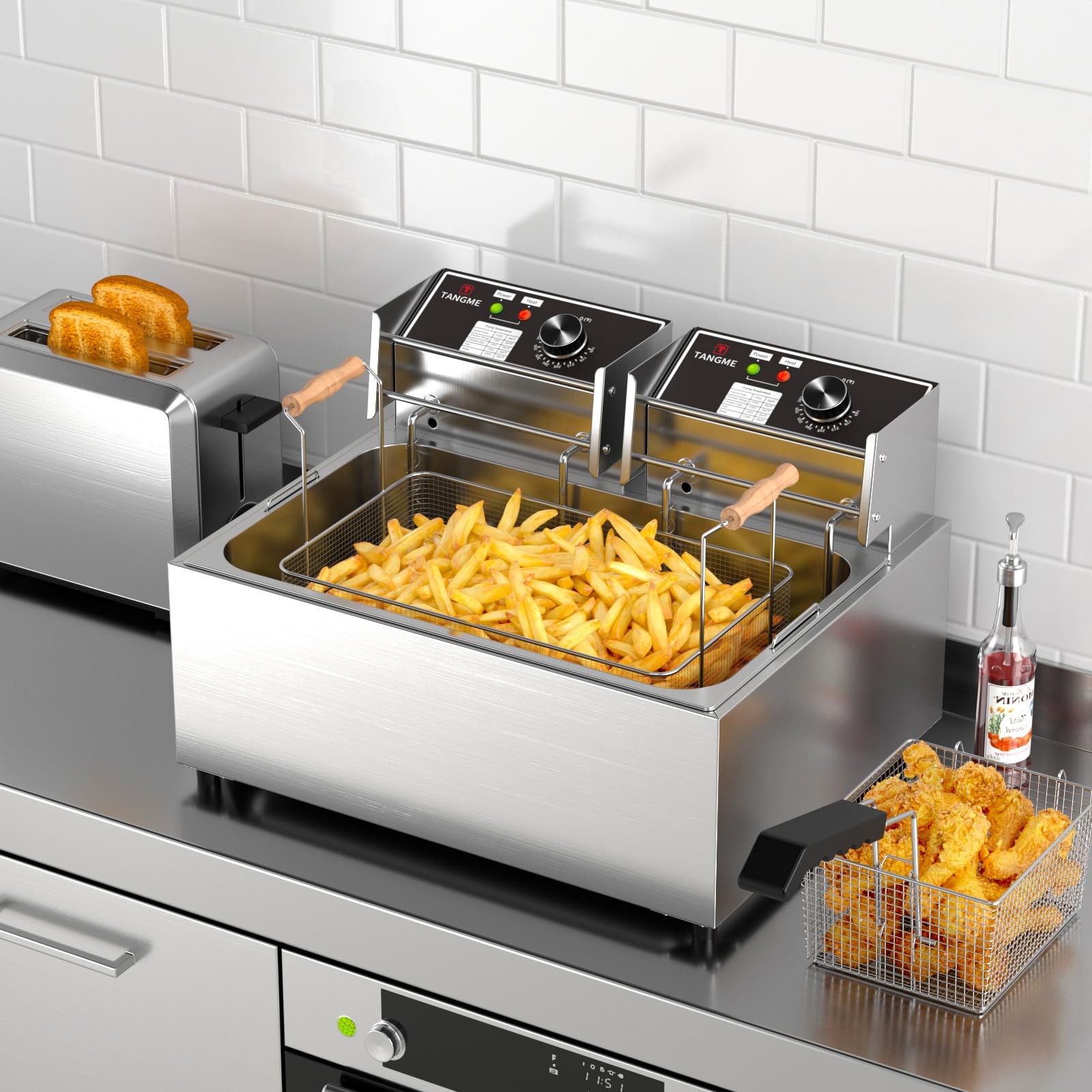 Upgraded 31.7Qt Commercial Deep Fryer - Triple Basket Electric Countertop Fryer for Whole Fish or Turkey with Temperature Limiter | UL Certified | Perfect for Restaurants, Catering & Outdoor Cooking