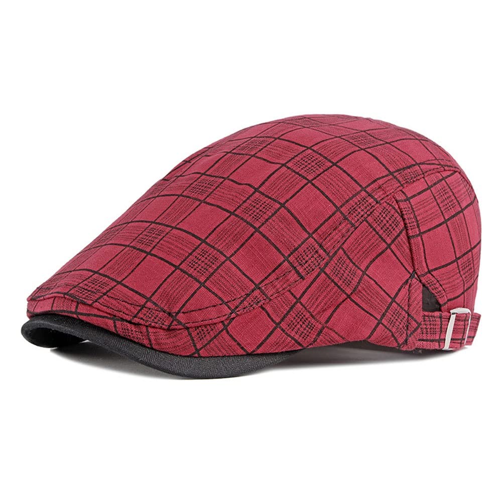 Fashion Striped Lattice Beret Hat for Women & Men - Adjustable Plaid Flat Cap (55-60cm) - Perfect for Spring Summer Outfits, Casual Wear, and Outdoor Activities