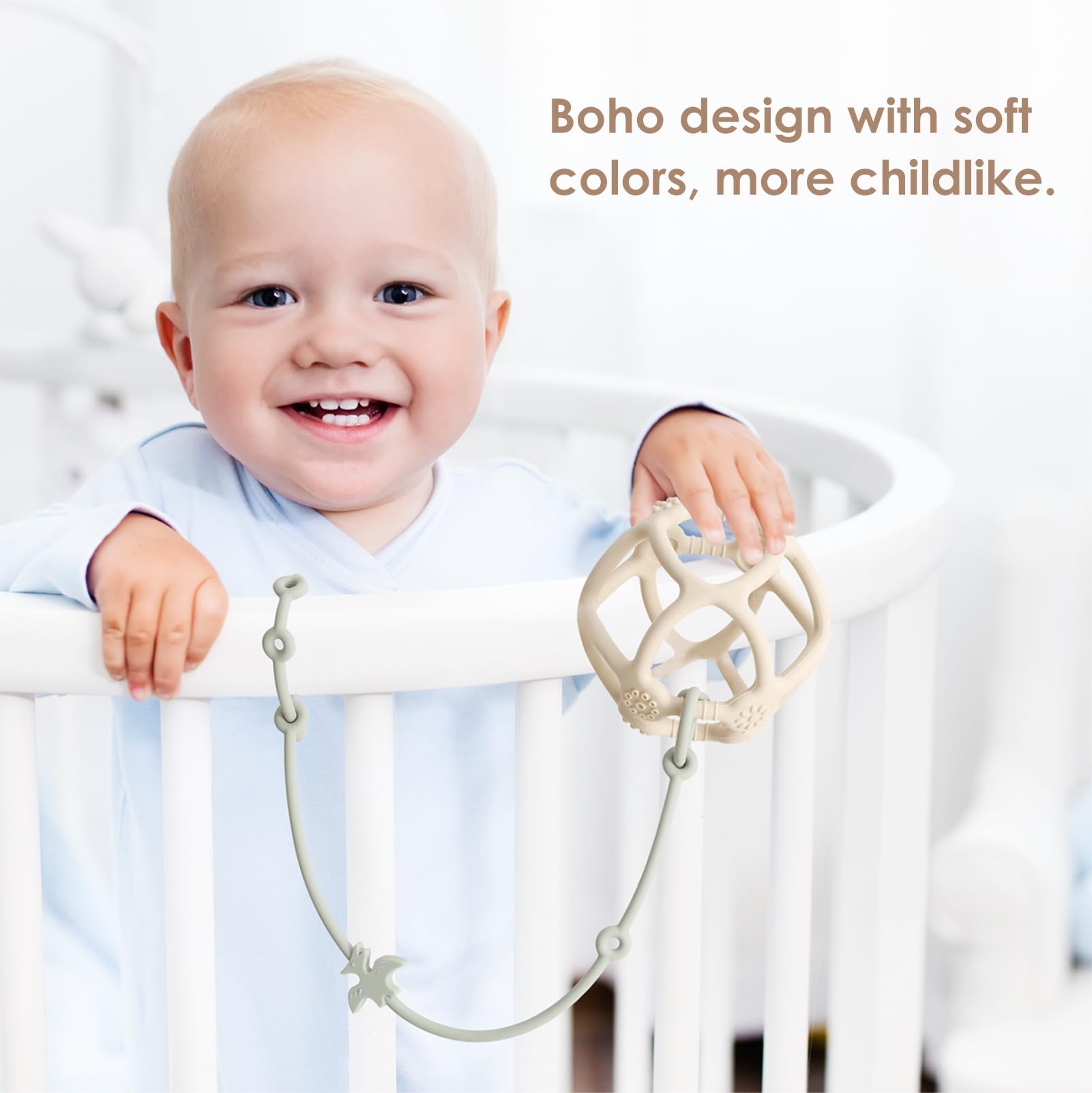 Andy Bear Silicone Baby Toy Straps - 4PK Blush | Secure Toddler Bottle & Toy Holder for High Chairs, Strollers, Cribs & Car Seats | Durable Stroller Accessories for On-the-Go Parents | Perfect for Travel, Dining & Playtime Safety