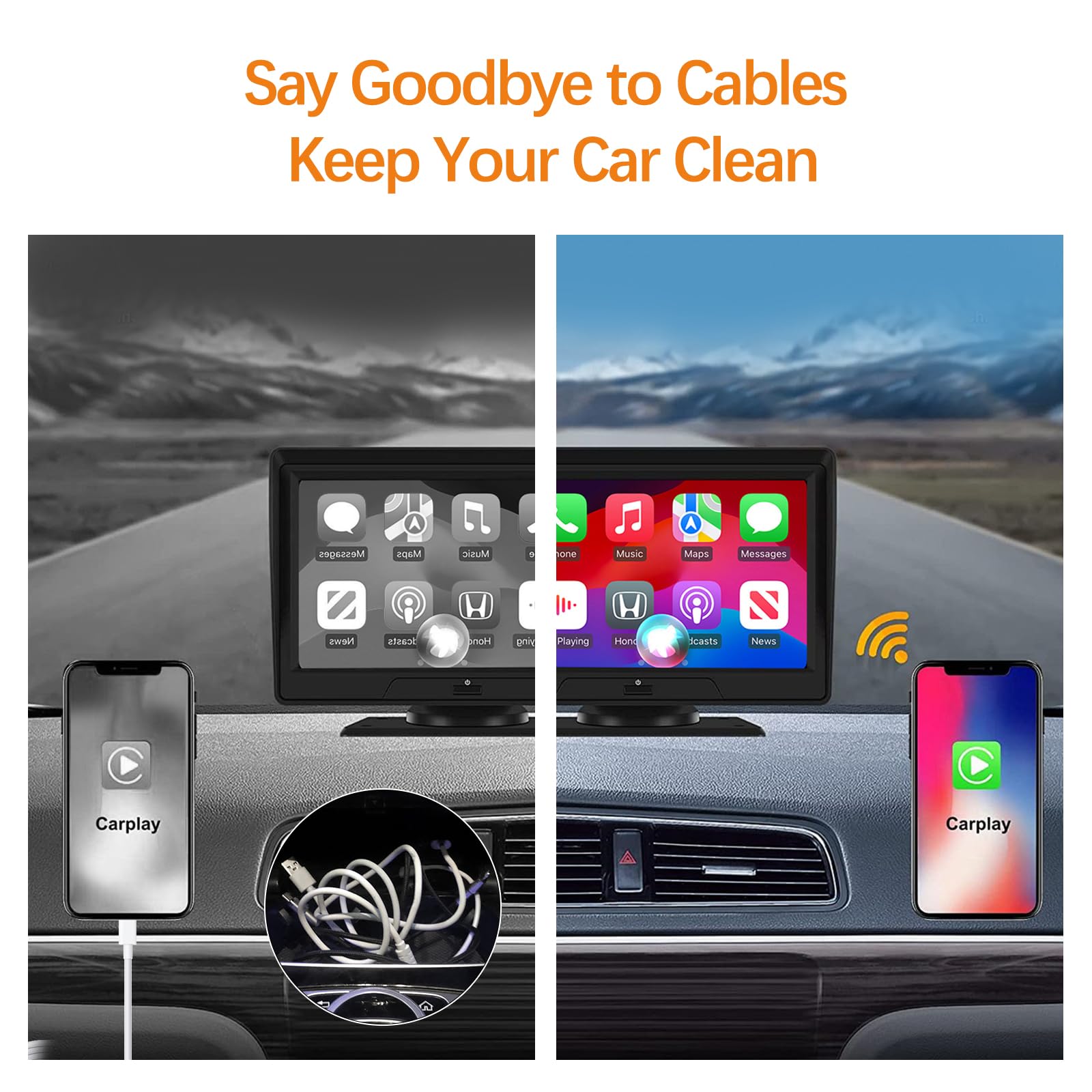 Wireless CarPlay Adapter for iPhone - Bluetooth 5.2 & WiFi 6 - USB Type A & Type C Compatible - Convert Wired CarPlay to Wireless - Perfect for Commuting, Road Trips & Hands-Free Driving