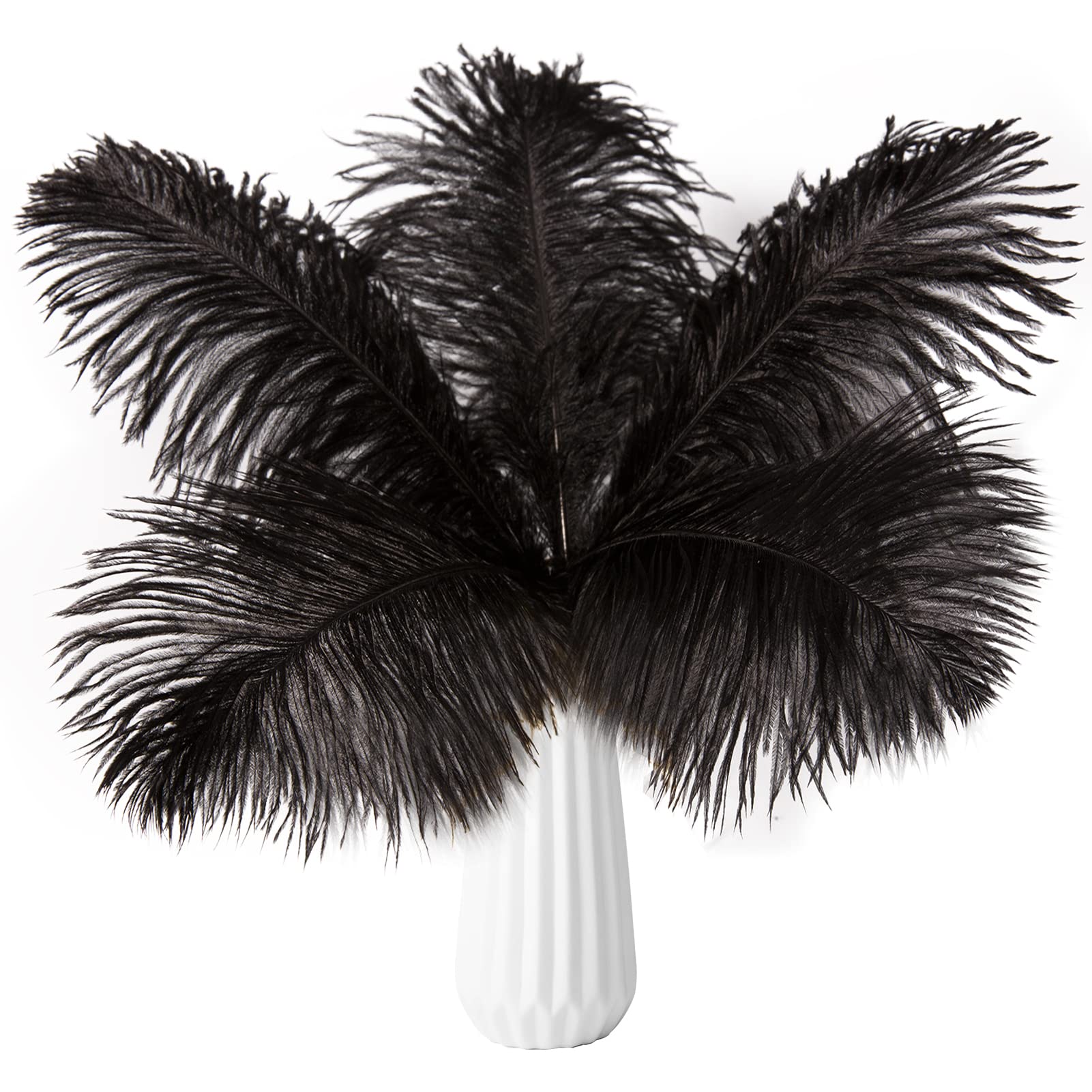 THARAHT 100PCS Natural Ostrich Feathers Bulk 12-14 Inch (30-35cm) - Black | Wedding Centerpieces, Party Decor, Easter Arrangements, Gatsby Theme, Floral Design & Home Decoration | Perfect for DIY Crafts, Table Settings, and Event Styling