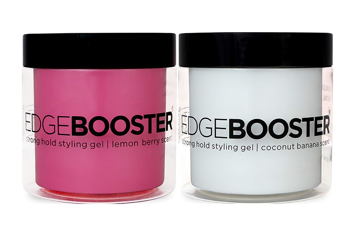 Edge Booster Styling Gel 16.9 oz - 2 Pack (Lemon Berry & Coconut Banana) for Men & Women | Strong Hold, No Flake, All-Day Styling for Curly Hair, Waves & Braids