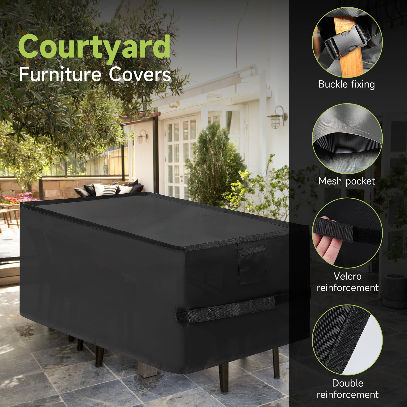 Waterproof Outdoor Patio Furniture Cover - Heavy Duty Durable Sofa & Chair Set Covers - Windproof Dustproof Protection for Table, Chairs & Outdoor Furniture - Perfect for Backyard, Deck, Garden & Poolside Use