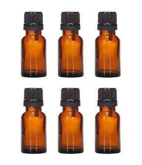 6-Pack 15ml Amber Glass Essential Oil Bottles with Dropper - Leak Proof Refillable Cosmetic Containers for Aromatherapy, DIY Blends & Travel Samples