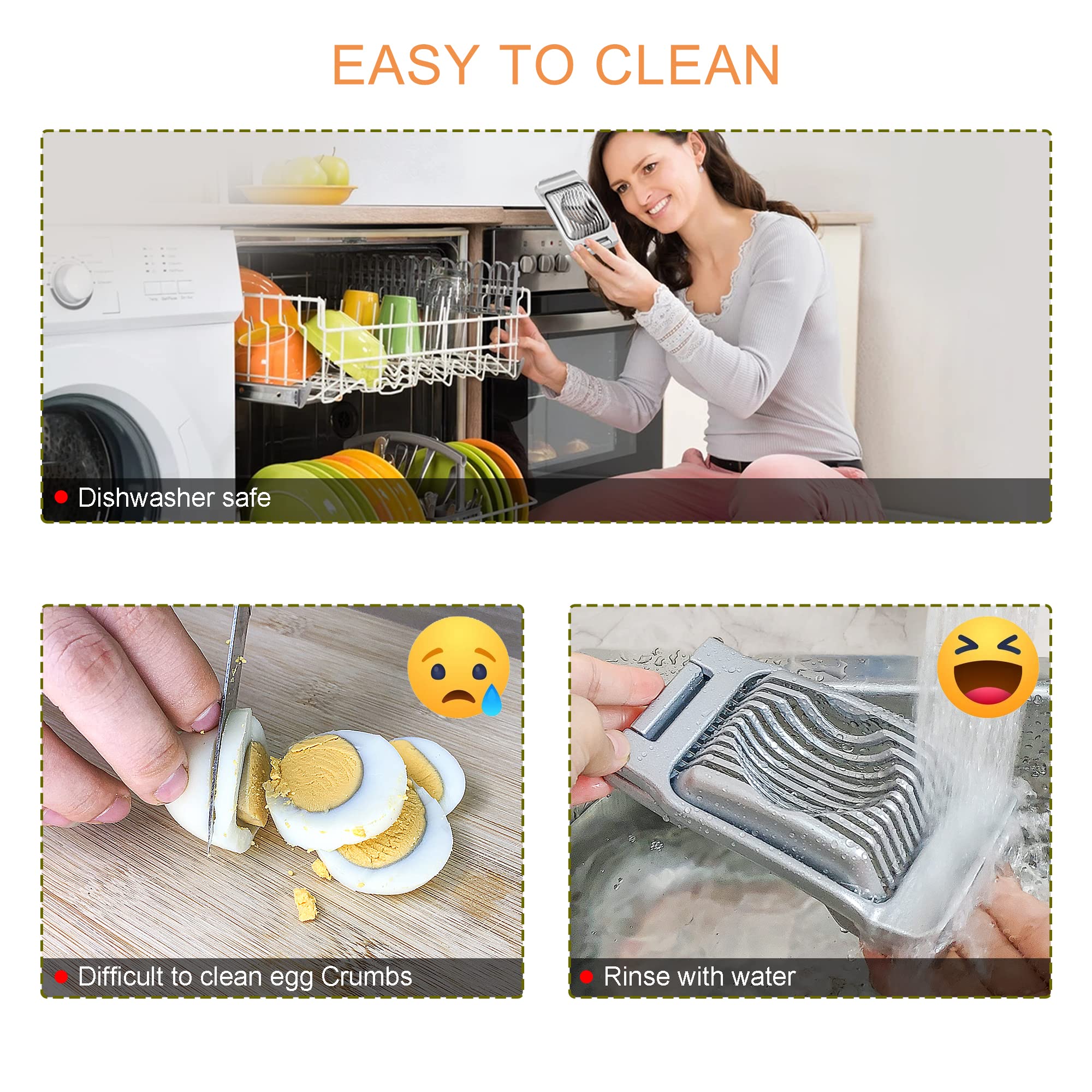 Premium 304 Stainless Steel Egg Slicer - Heavy Duty Wire Egg Cutter for Hard Boiled Eggs, Fruits & Vegetables - Perfect for Salads, Meal Prep & Kitchen Use