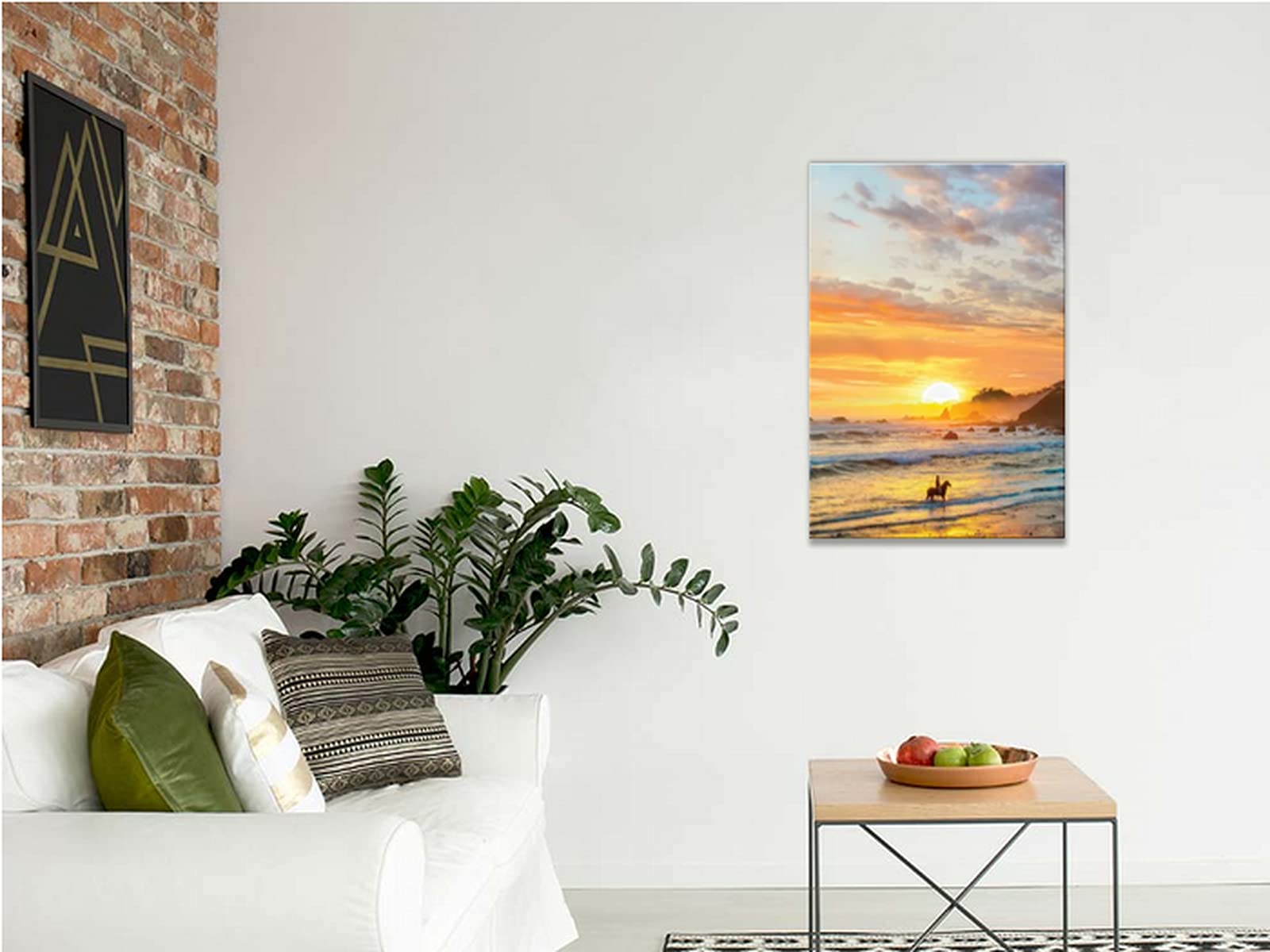 TIMUBA Beach Canvas Wall Art - Modern Ocean Sunset Seascape Framed Painting (28