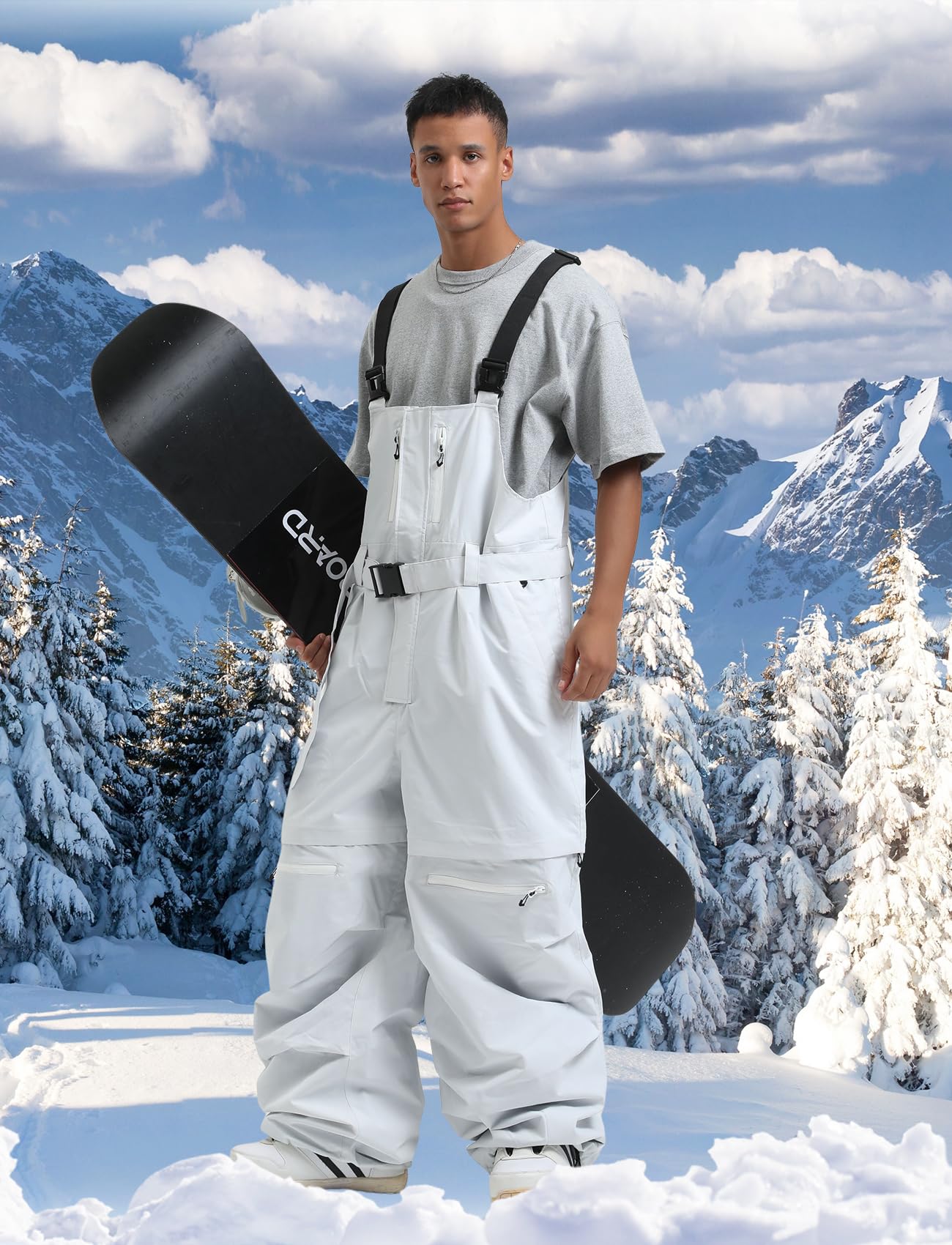 Men's Waterproof Windproof Insulated Snowboard Bib Overalls - Super Baggy Loose Fit Ski Pants for Winter Sports | Perfect for Snowboarding, Skiing & Cold Weather Outdoor Activities