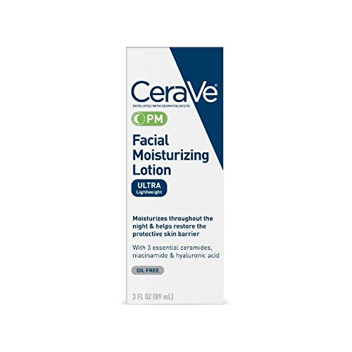 CeraVe PM Facial Moisturizing Lotion - Ultra Lightweight 3 oz (Pack of 12) | Nighttime Hydration for Dry & Sensitive Skin | Dermatologist Recommended Moisturizer for Face & Neck Care