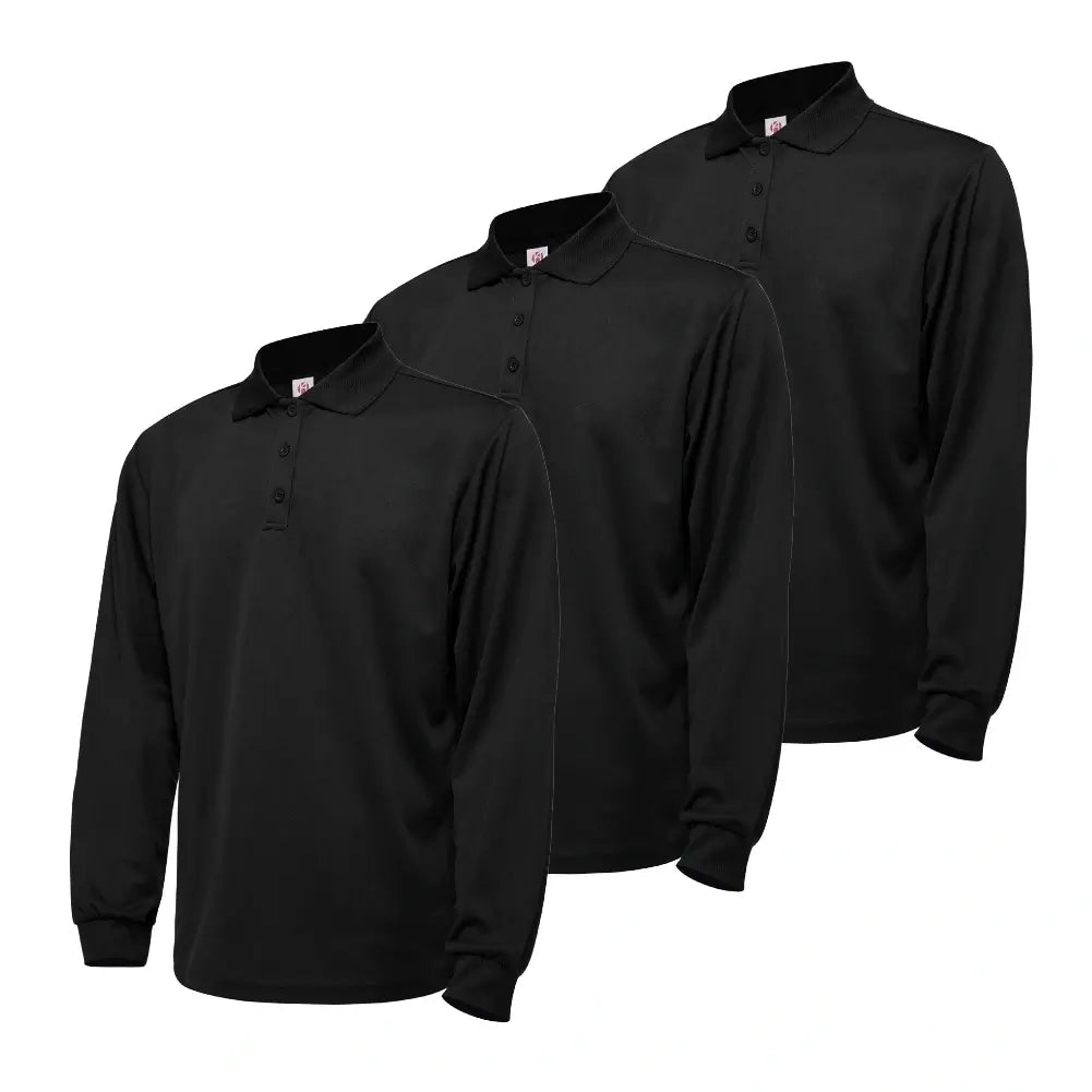 3 Pack Men's Quick Dry Long Sleeve Polo Shirts - Moisture Wicking & Breathable for Golf, Hiking & Outdoor Activities