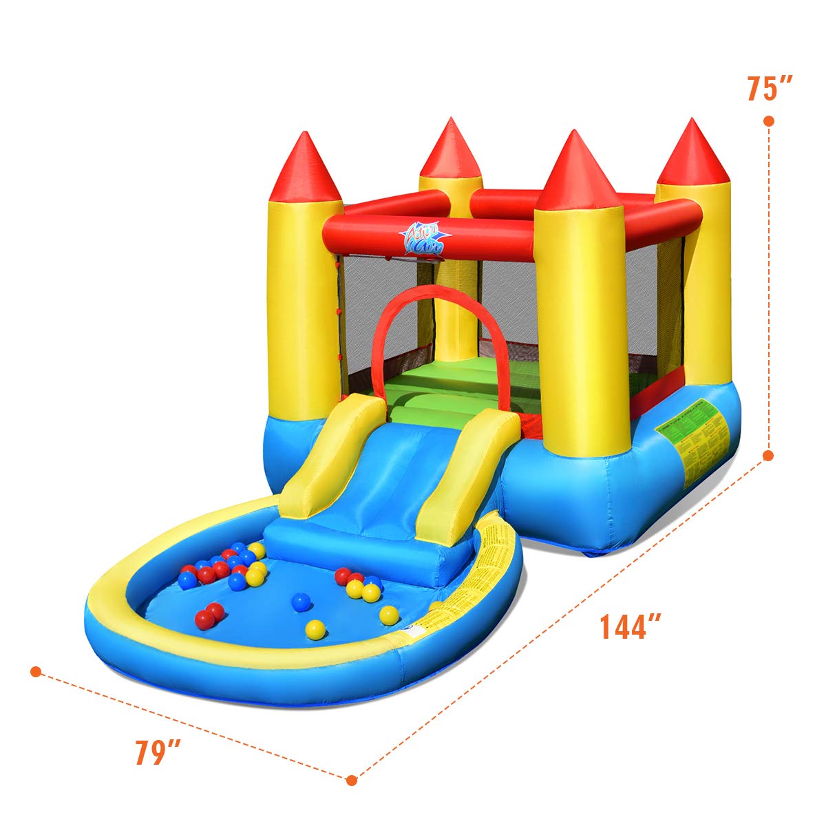 **HONEY JOY Inflatable Water Slide for Kids & Adults - Toddler Bounce House with Ocean Ball Pit & Slide - Indoor/Outdoor Blow Up Water Park Castle (Includes 580W Blower) - Perfect for Backyard Parties, Summer Fun, and Family Gatherings**