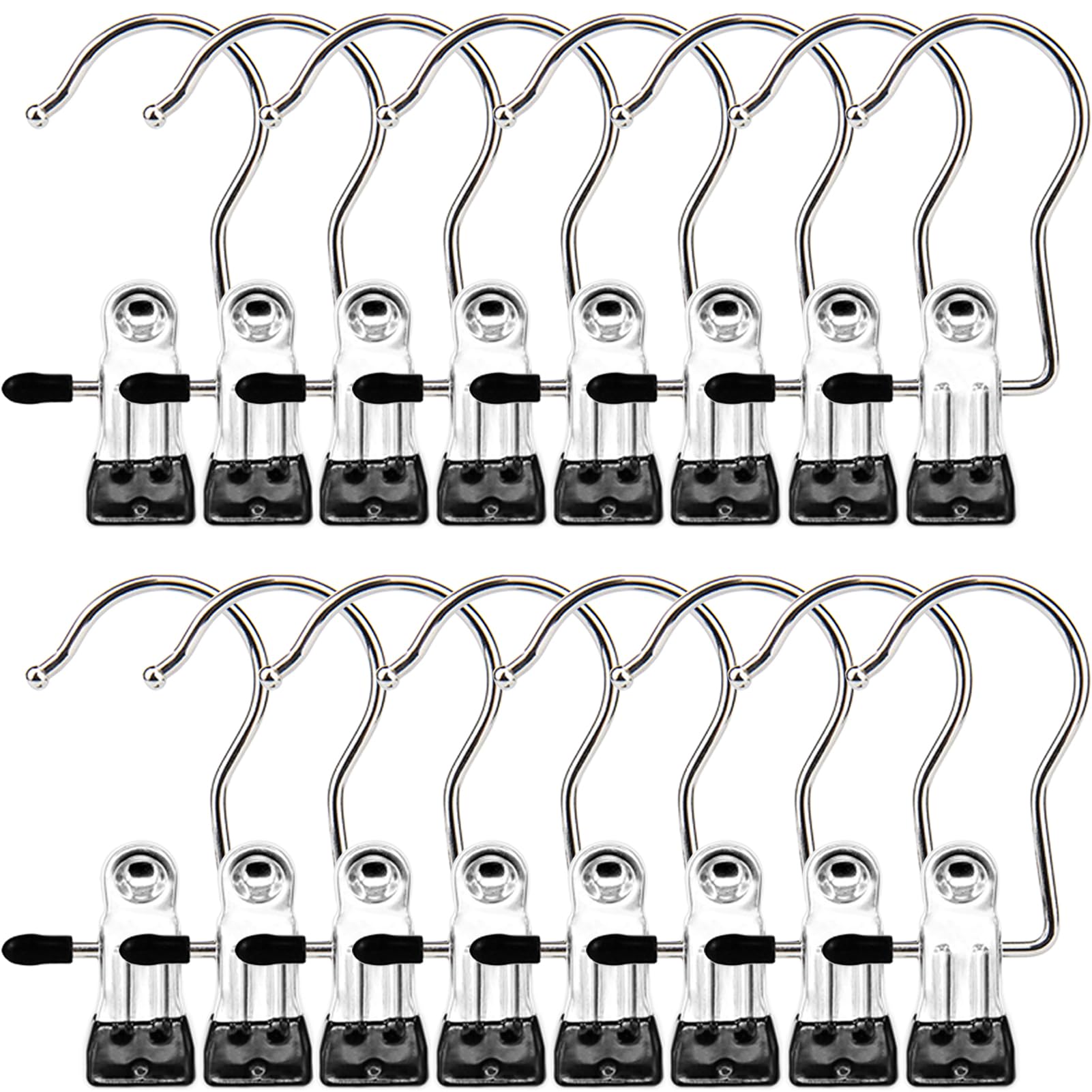 16 Pack Heavy Duty Boot Hangers & Closet Organizer Clips - Multi-Purpose Laundry Hooks for Pants, Socks, Towels & Handbags | Space-Saving Clothes Pins for Travel, Closet & Home Storage Organization