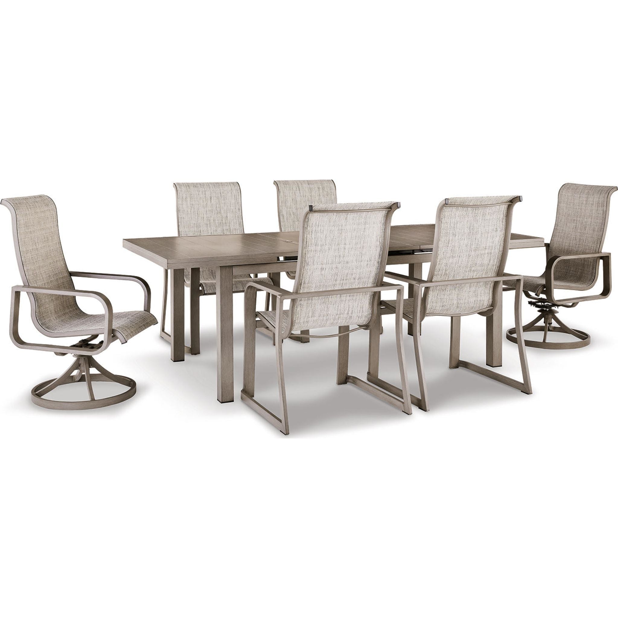 7-Piece Beige Outdoor Dining Set - Waterproof & Durable Patio Furniture for Beachfront, Garden, and Backyard Relaxation