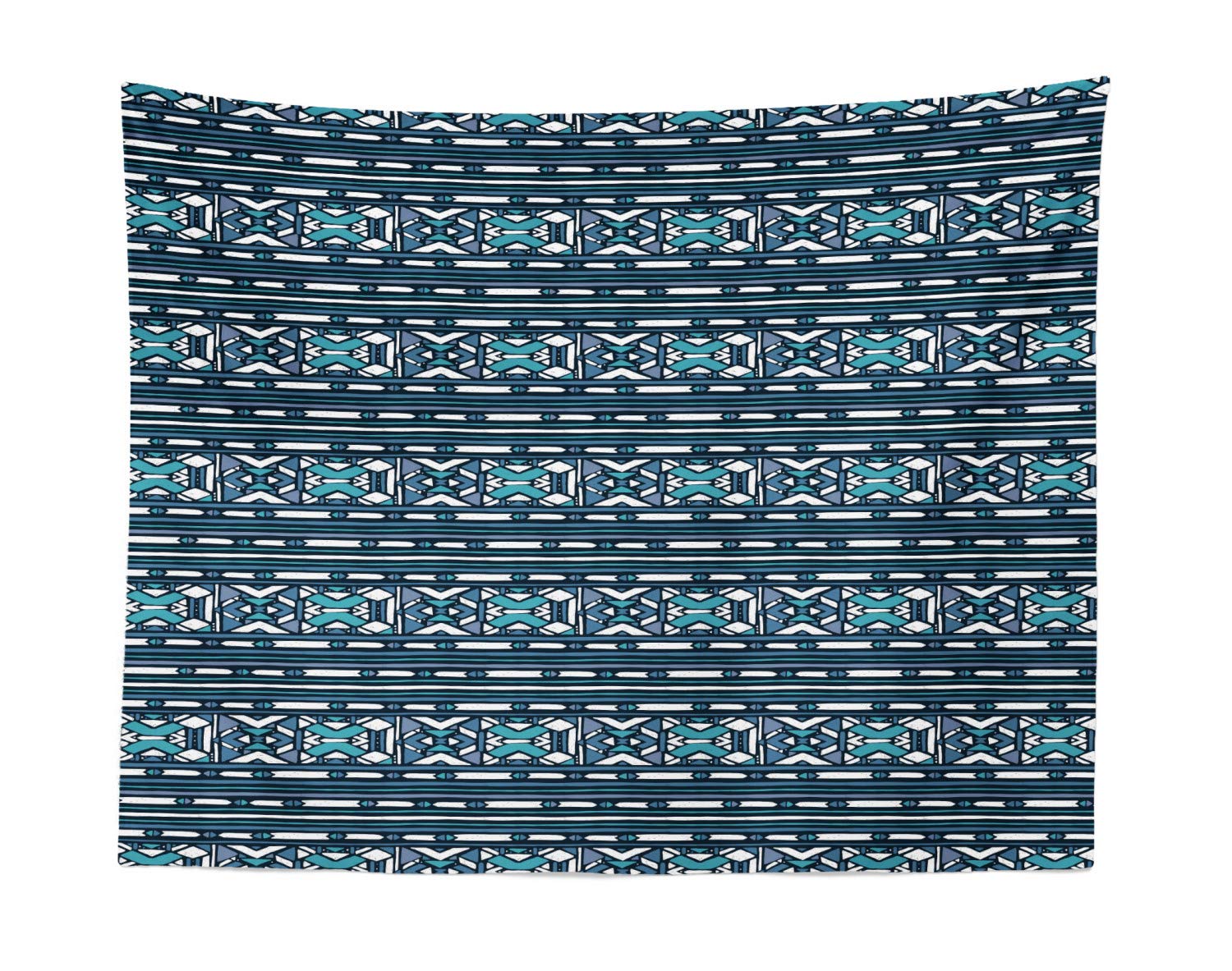 Ambesonne Aztec Tapestry Wall Hanging - Prehistoric Geometric Pattern Decor for Bedroom, Living Room, Dorm - 28x23 Inch Dark Turquoise Seafoam Fabric Art | Perfect for Boho Home Decor, College Dorm Essentials & Meditation Space Accent
